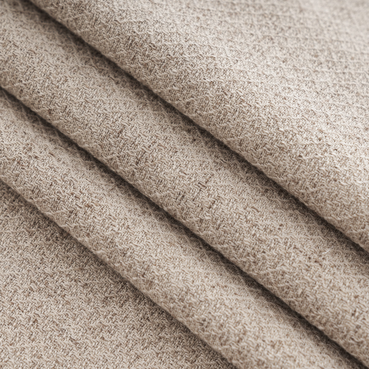 Aurevia Grid-Weave Linen Curtain Drapery Pleated