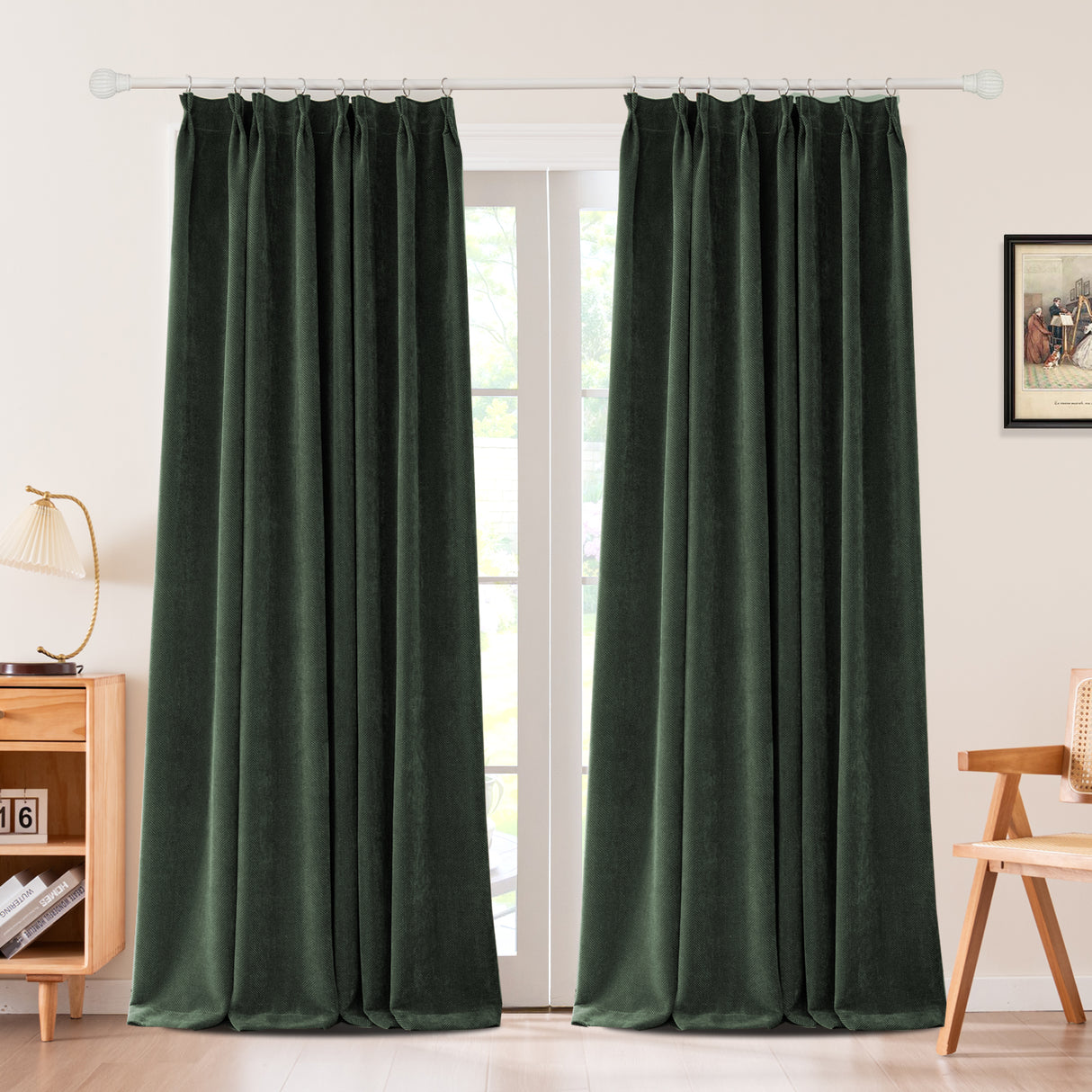 Sarella Diagonal Weave Blackout curtain Pleated