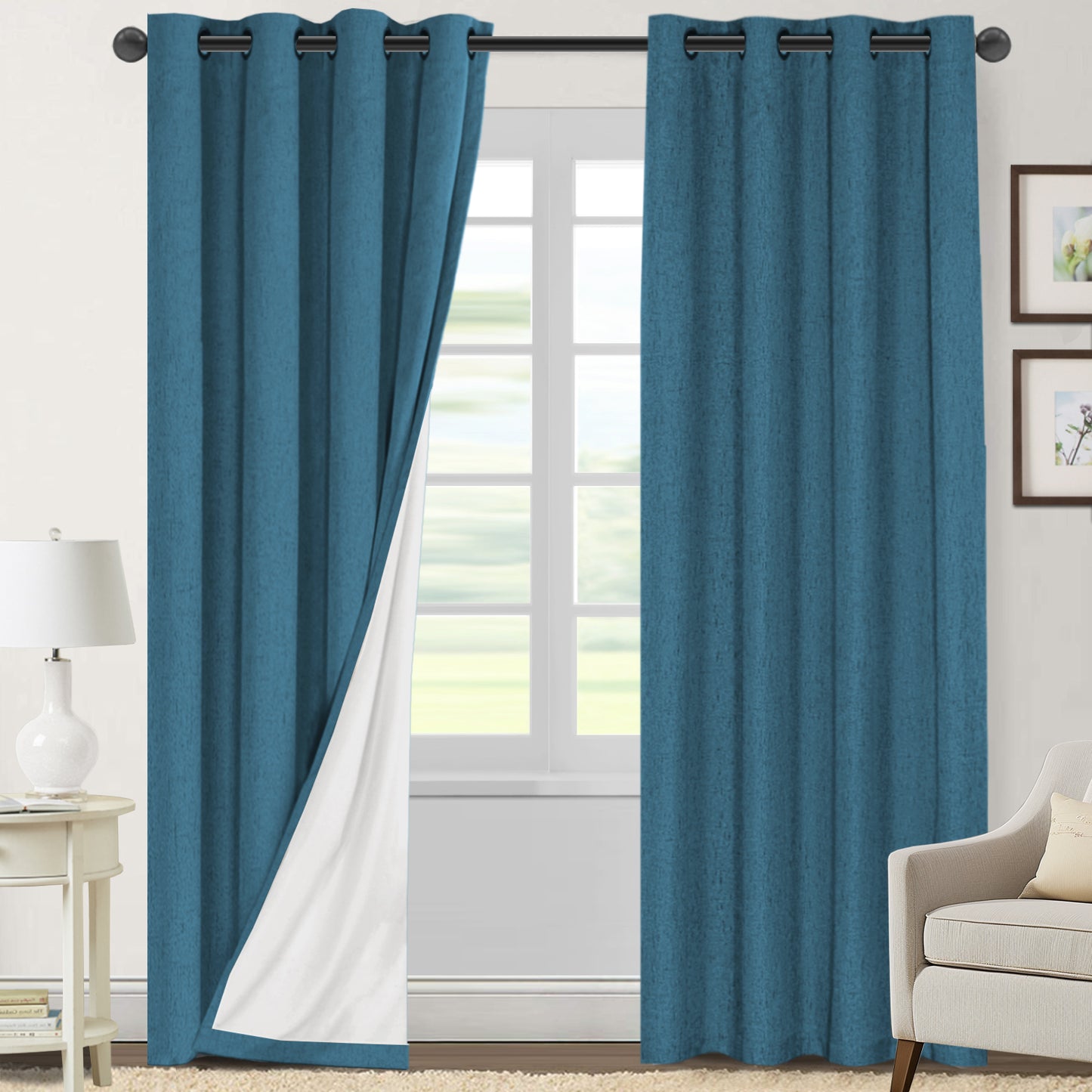 100% Blackout Faux Linen Curtains