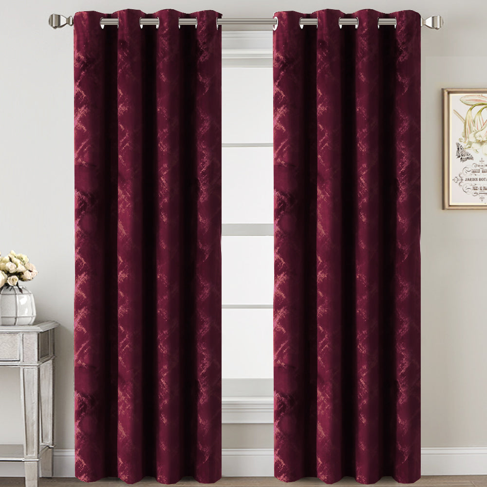 Foil Print Soft Luxury Velvet Curtain