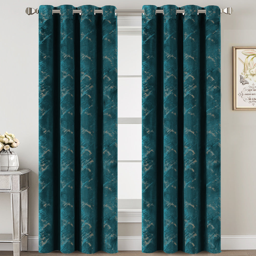Foil Print Soft Luxury Velvet Curtain