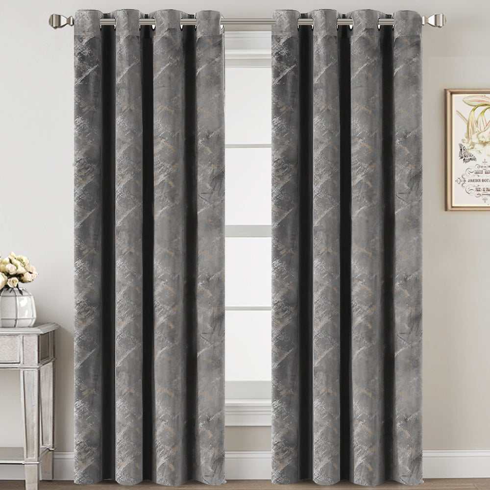 Foil Print Soft Luxury Velvet Curtain