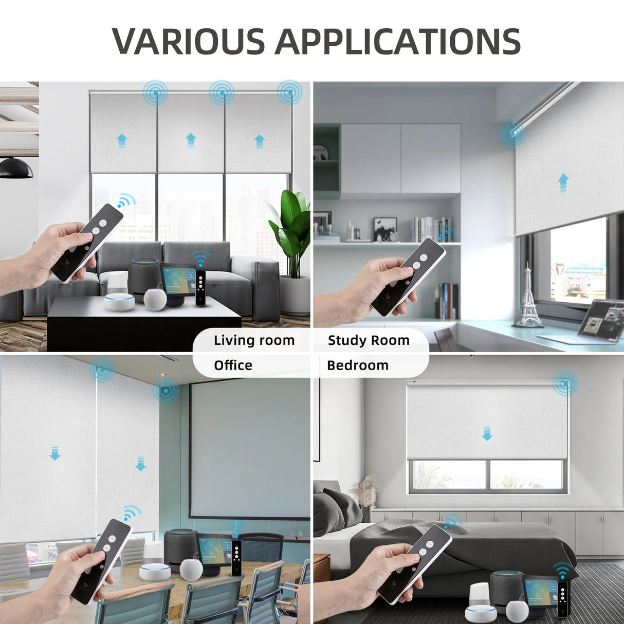 Hardwired Motorized Roller Shades 100% Blackout Essential