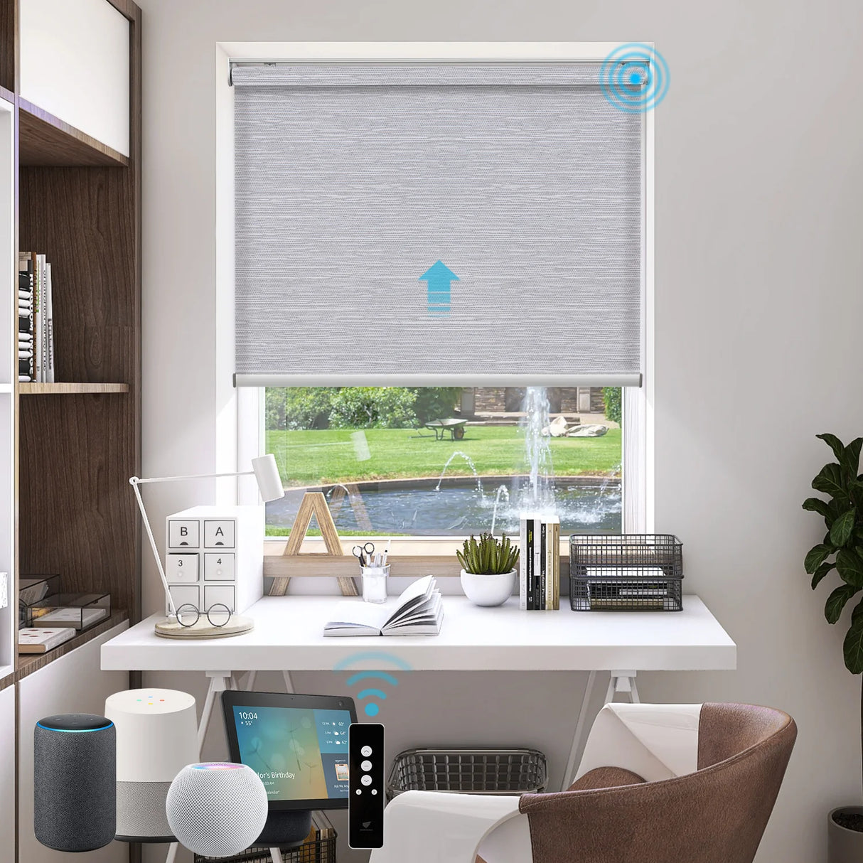 Motorized Light Filtering Roller Shades 70% Blackout Essential