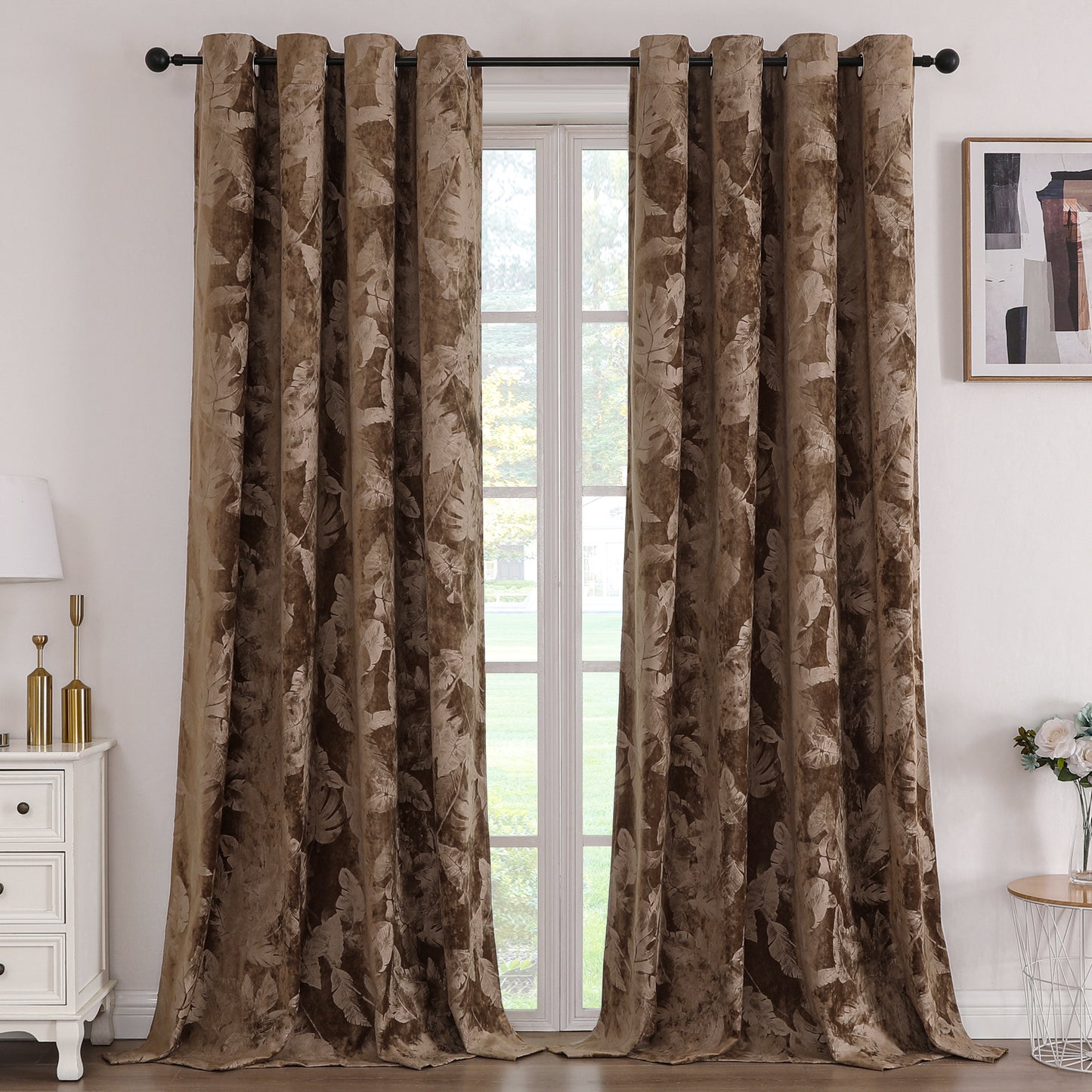 Printed Floral Velvet Curtains