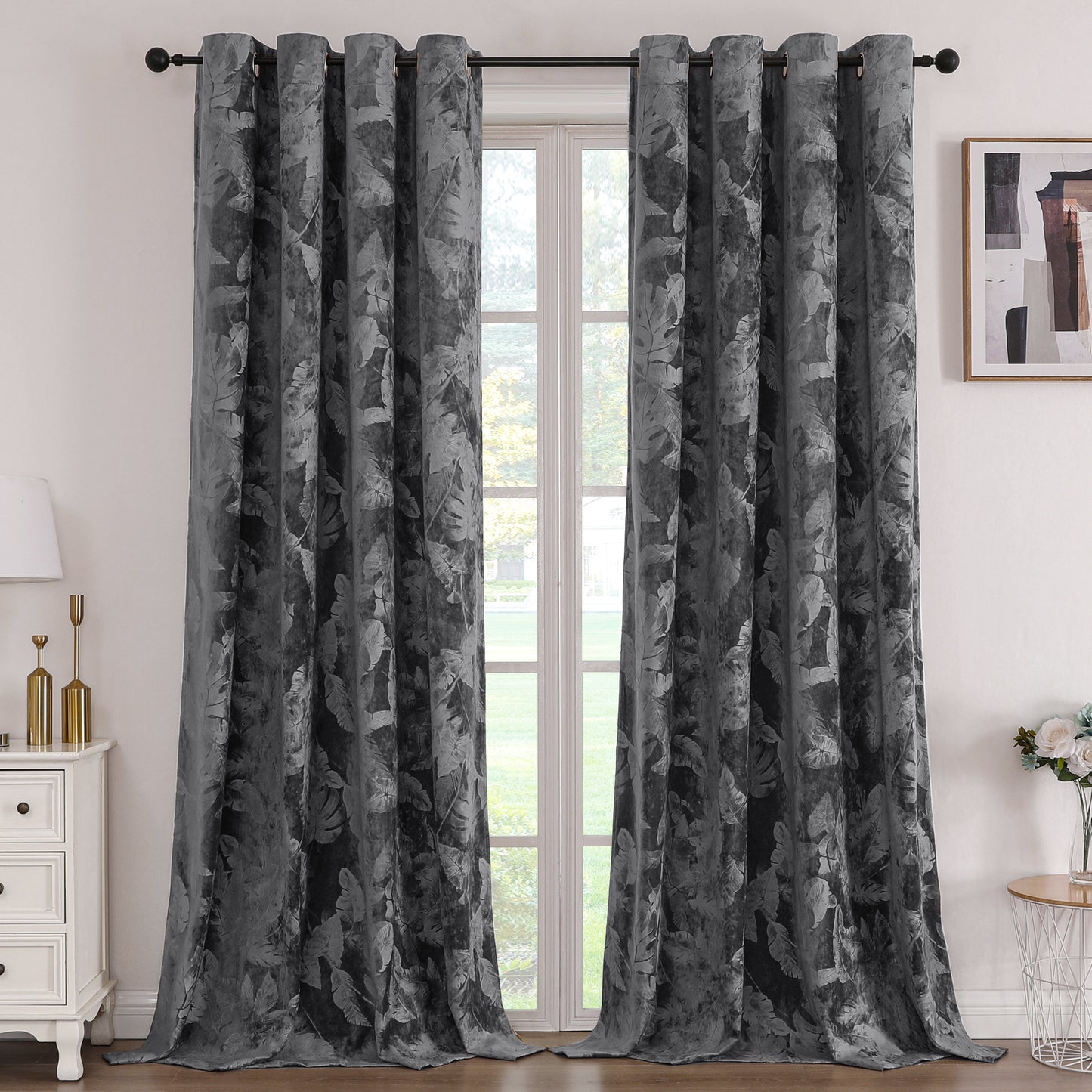 Printed Floral Velvet Curtains