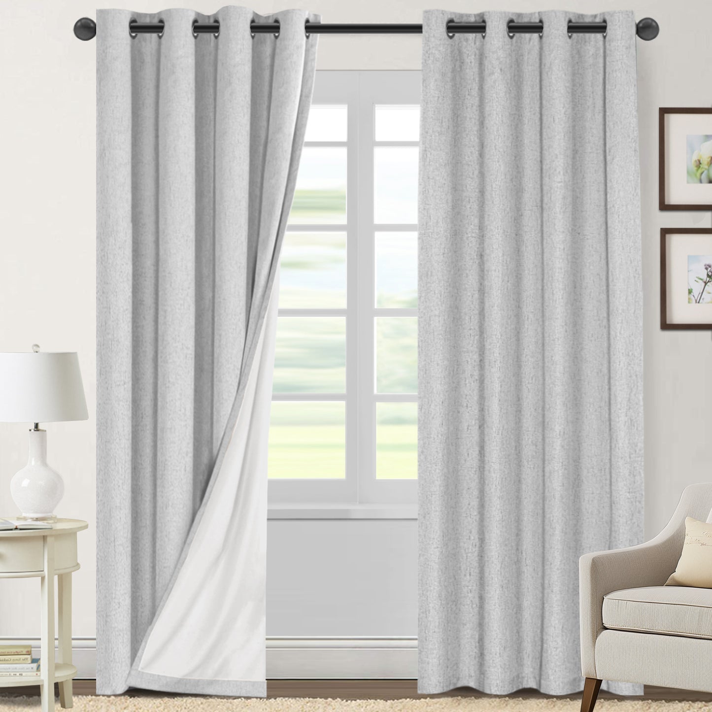 100% Blackout Faux Linen Curtains