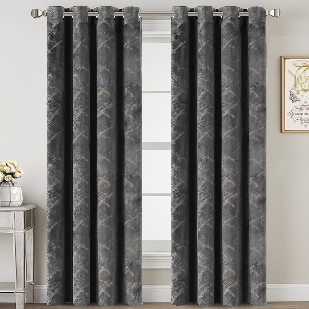 Foil Print Soft Luxury Velvet Curtain