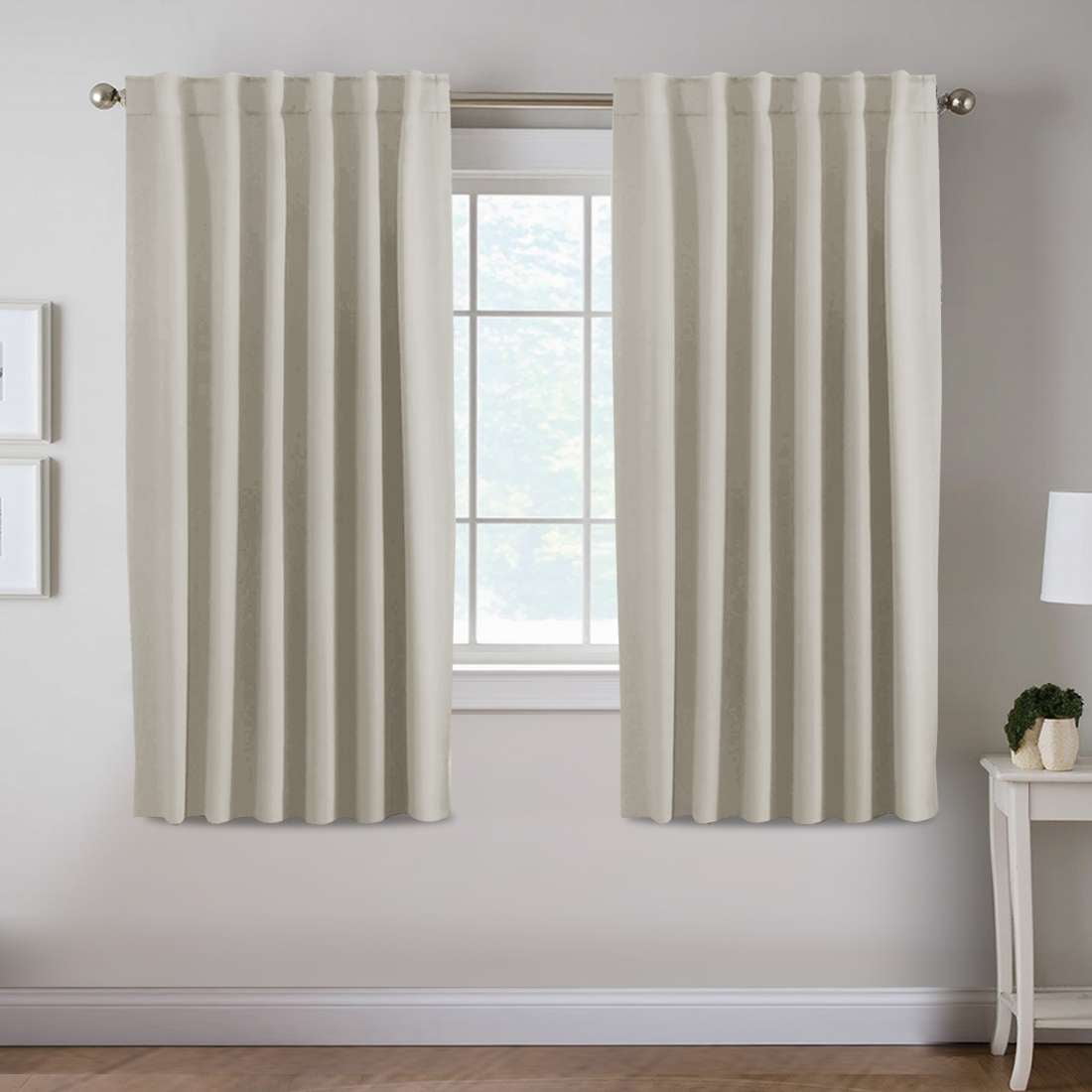 H.VERSAILTEX Blackout Thermal Insulated Window Curtains Bedroom Darkening Black out Drapes for Living Room Back Tab/Rod Pocket Draperies, 2 Panels, 52" x 96", Stone