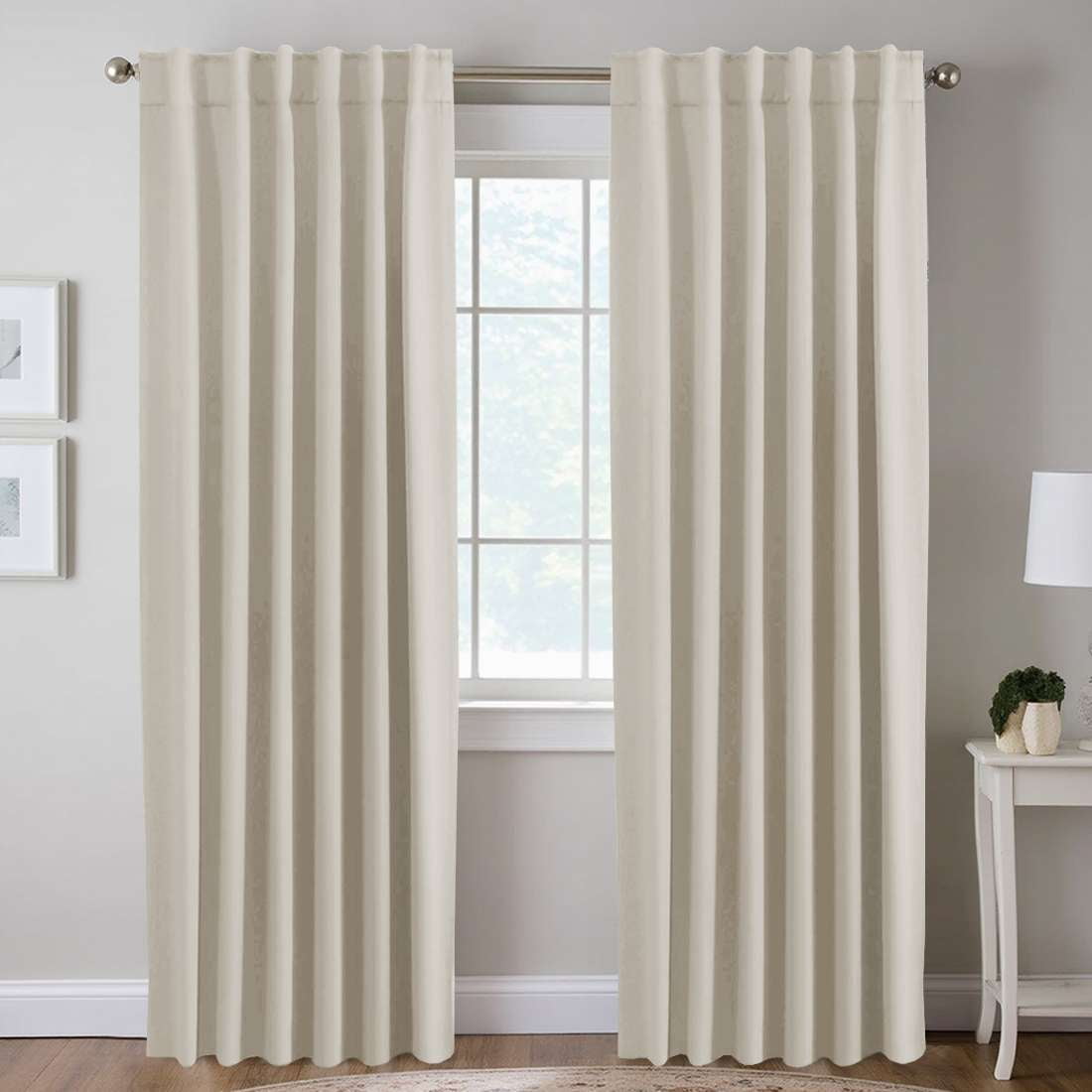 H.VERSAILTEX Blackout Thermal Insulated Window Curtains Bedroom Darkening Black out Drapes for Living Room Back Tab/Rod Pocket Draperies, 2 Panels, 52" x 96", Stone