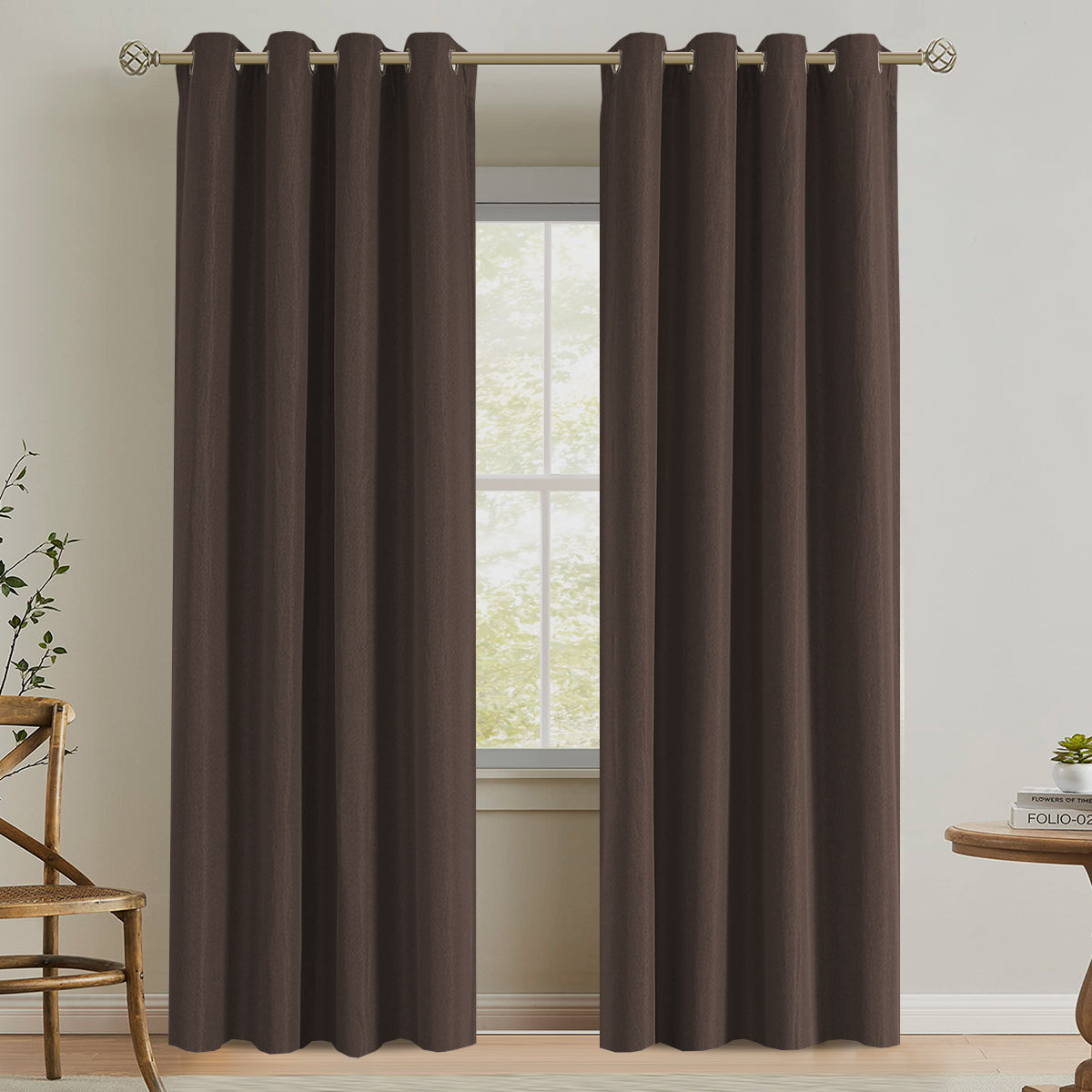 Rideaux occultants en faux lin à lignes fines