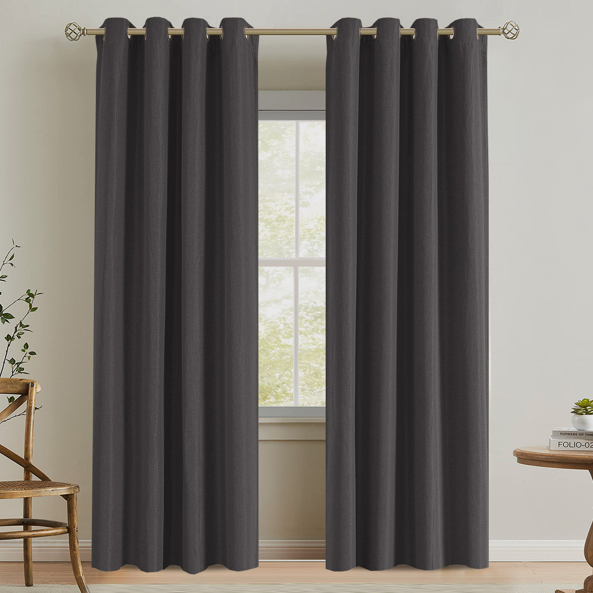 Blackout Rough Textured Faux Linen Curtains