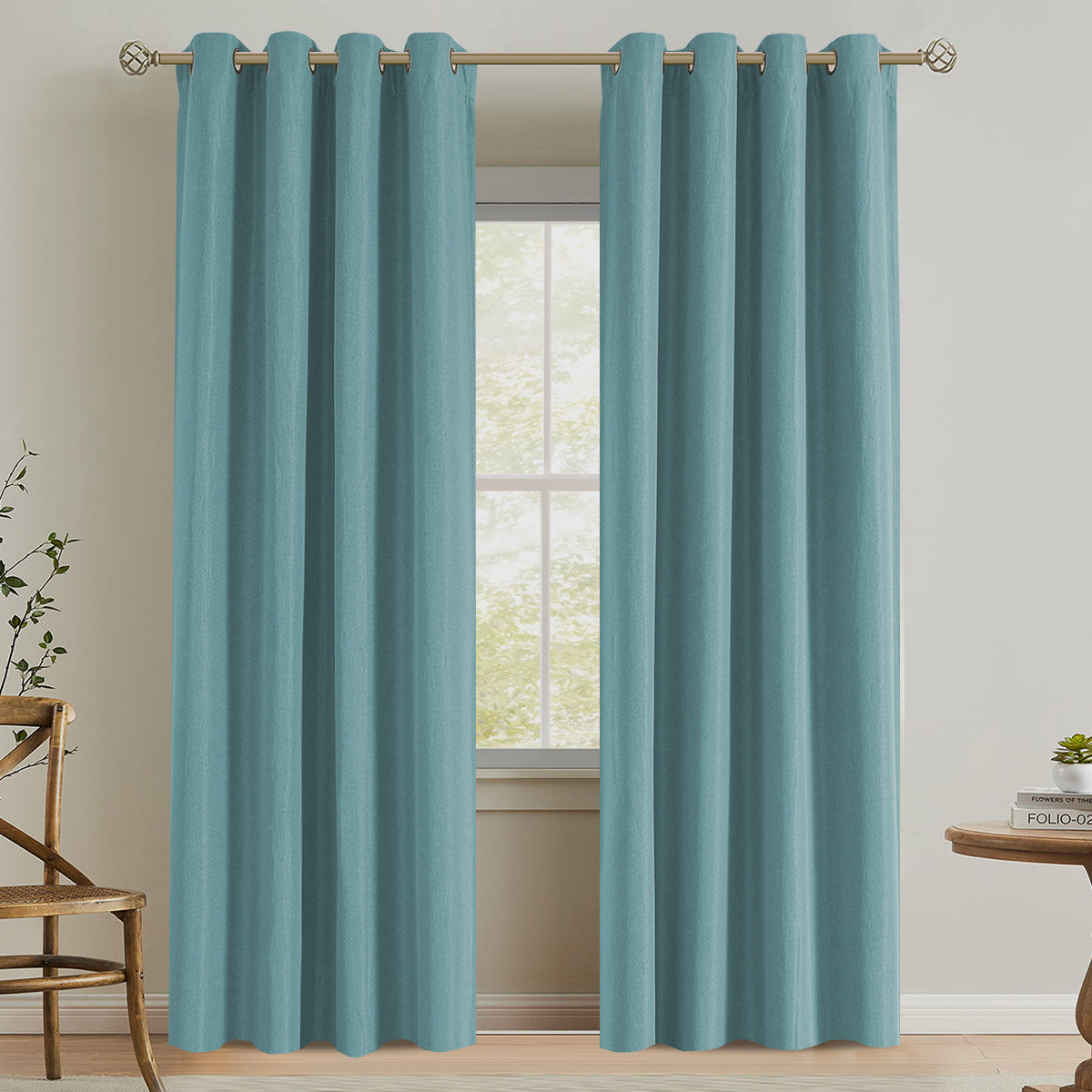 Blackout Rough Textured Faux Linen Curtains