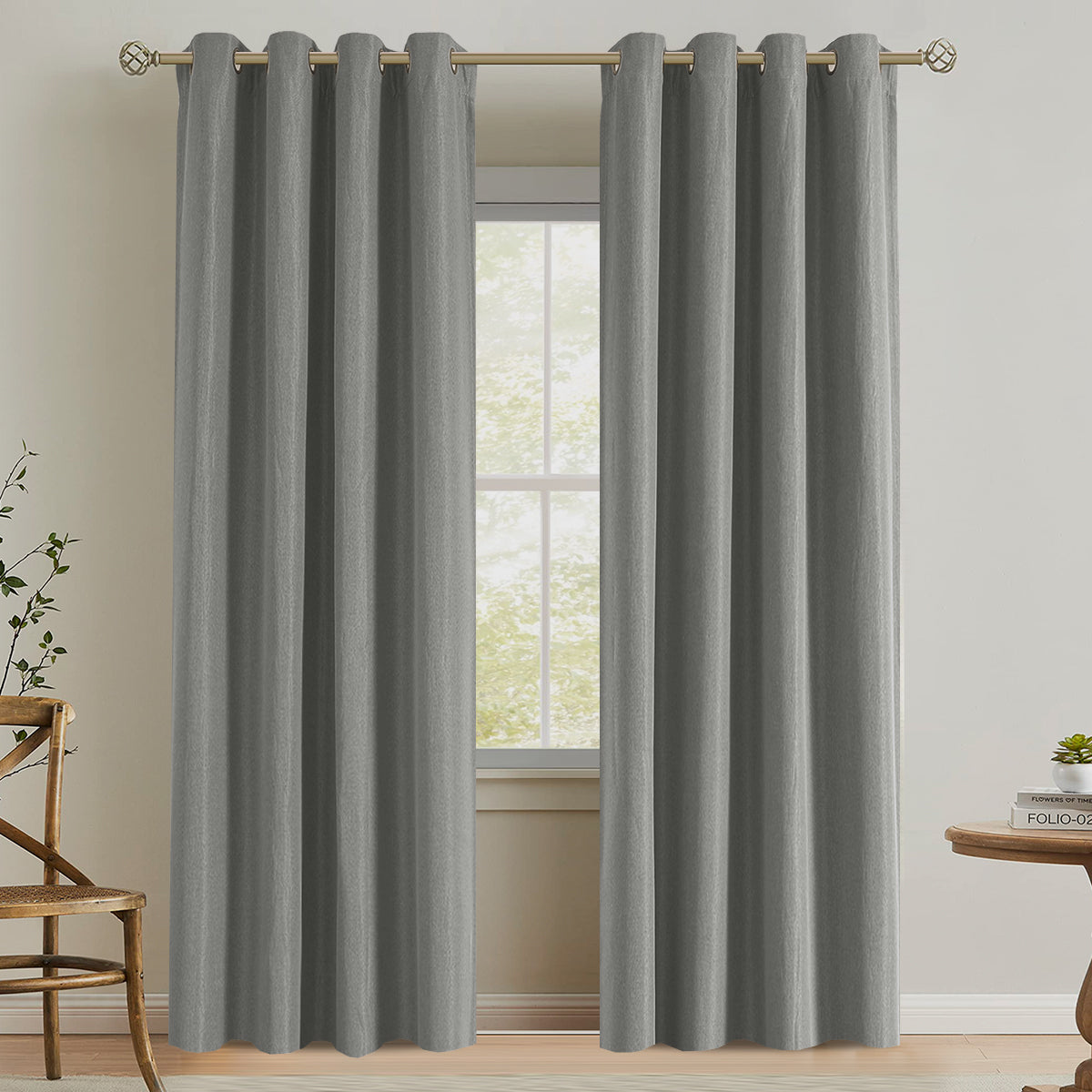 Blackout Fine Line Faux Linen Curtains