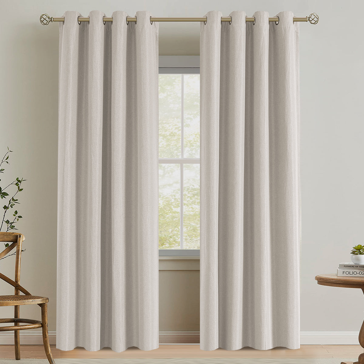 Blackout Rough Textured Faux Linen Curtains