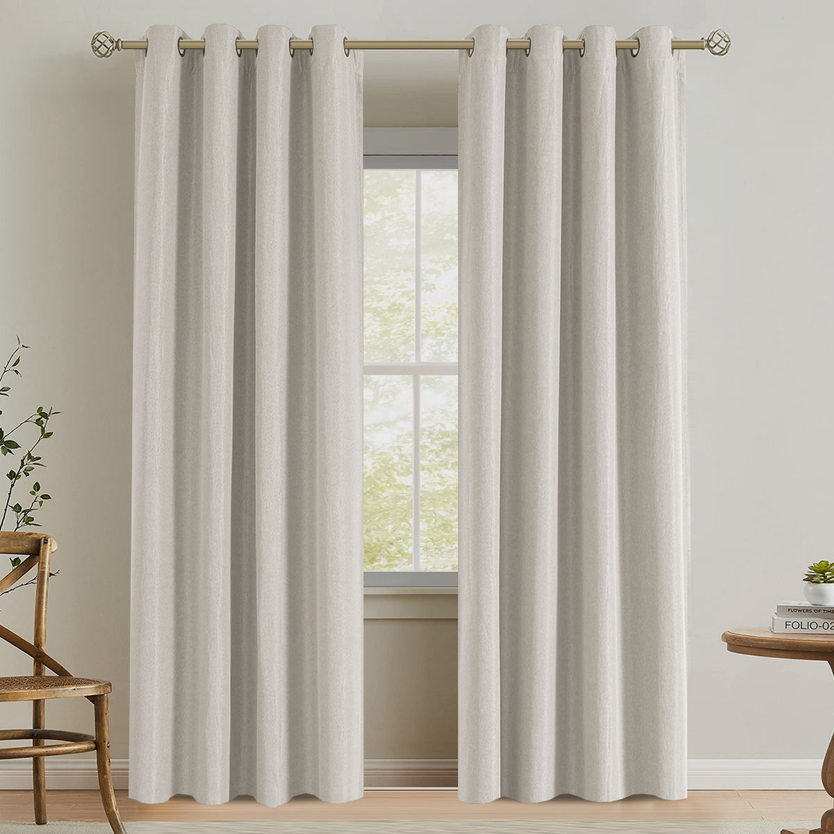 Rideaux occultants en faux lin à lignes fines