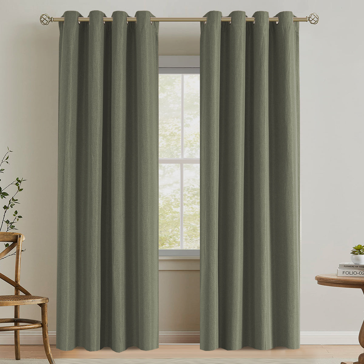 Rideaux occultants en faux lin à lignes fines