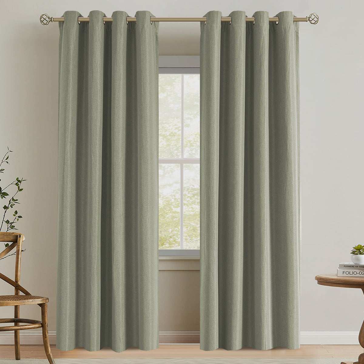Blackout Fine Line Faux Linen Curtains