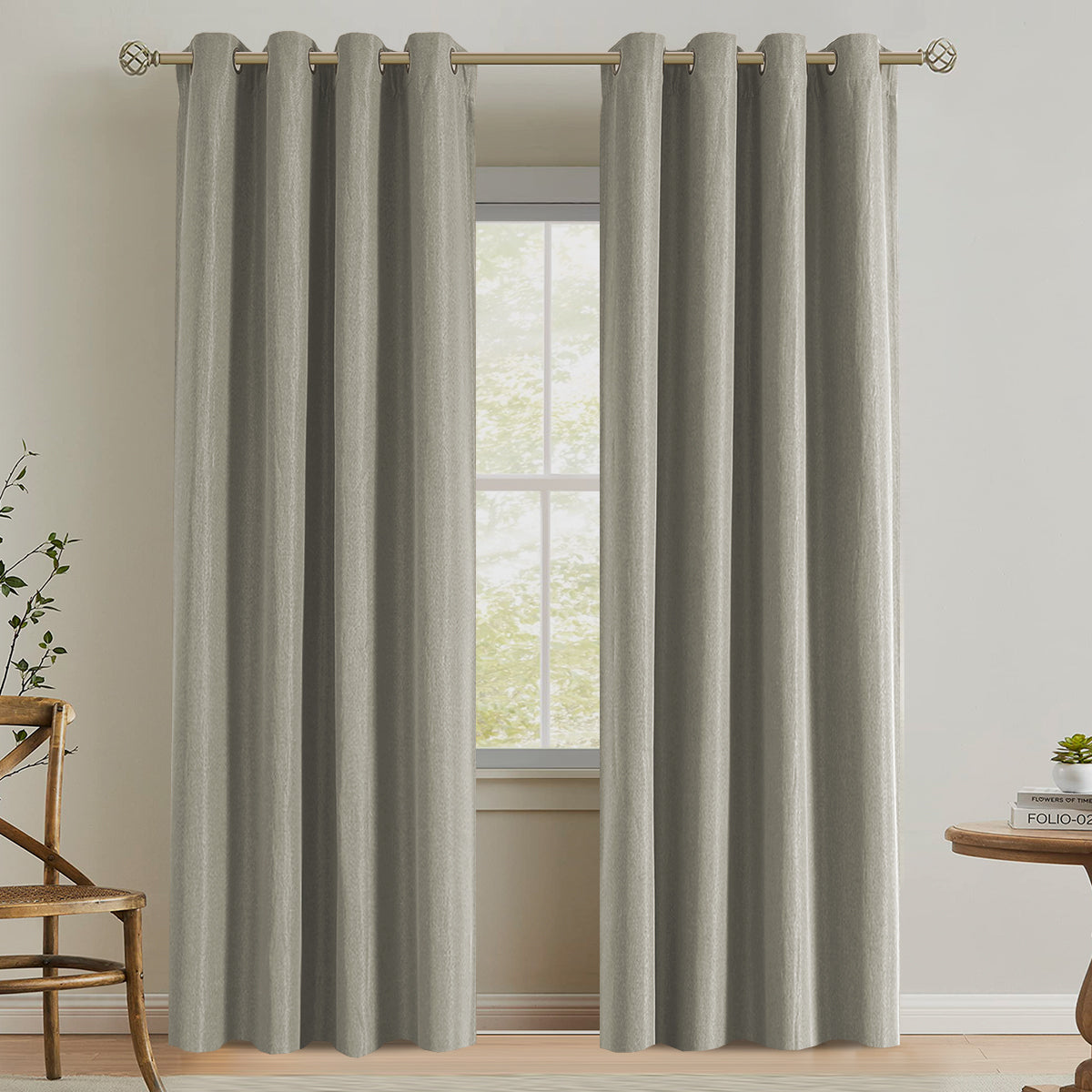 Blackout Fine Line Faux Linen Curtains