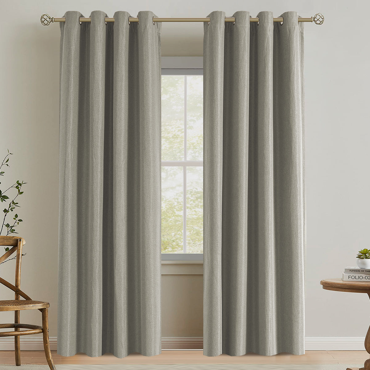 Blackout Rough Textured Faux Linen Curtains