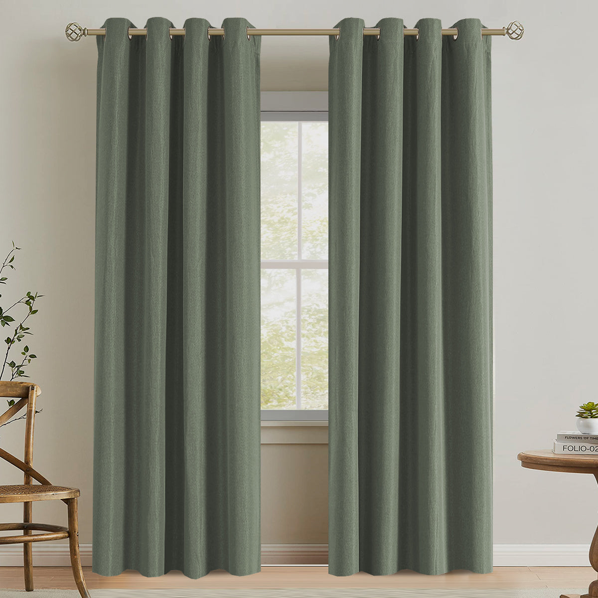 Blackout Fine Line Faux Linen Curtains