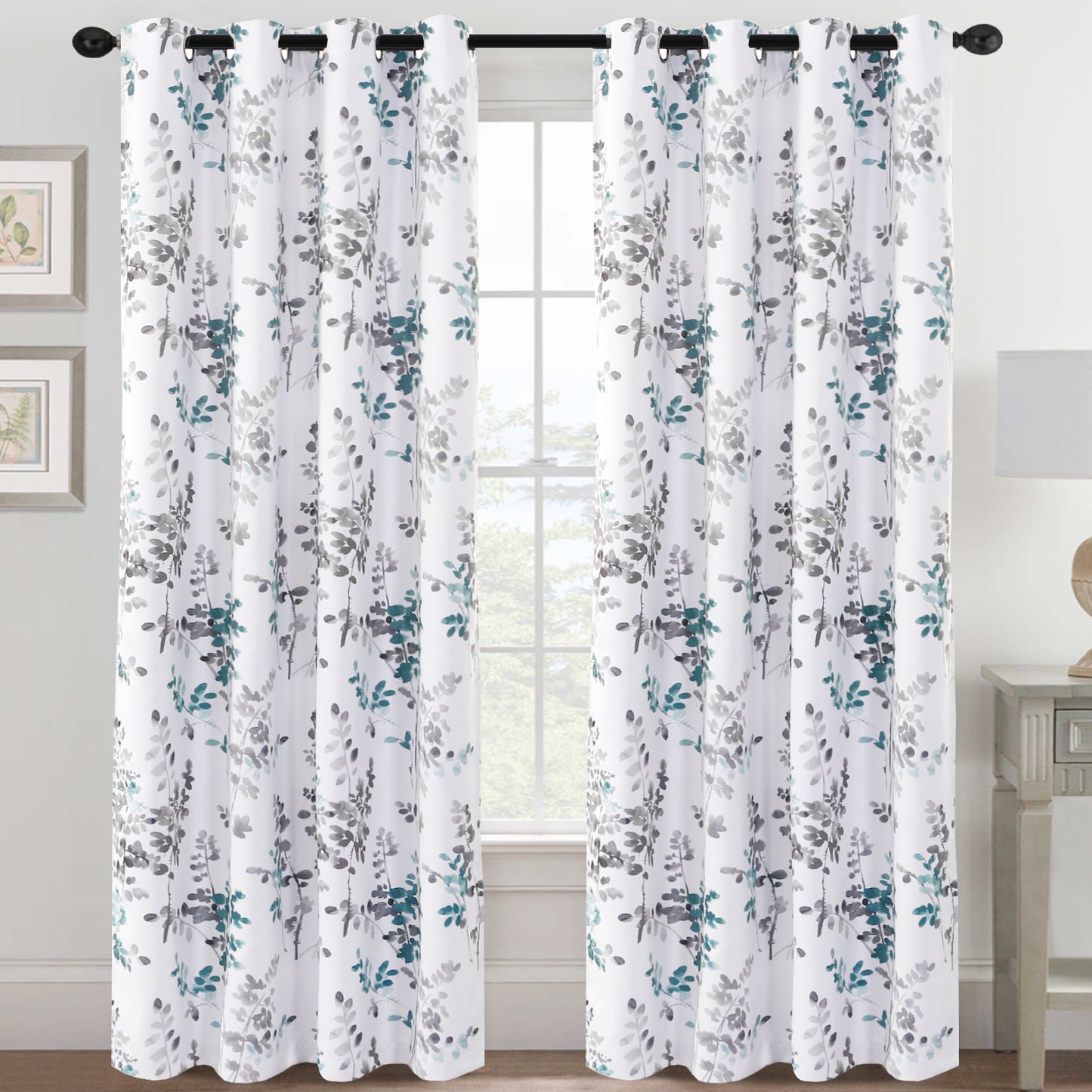 100% Blackout Printed Floral Curtains