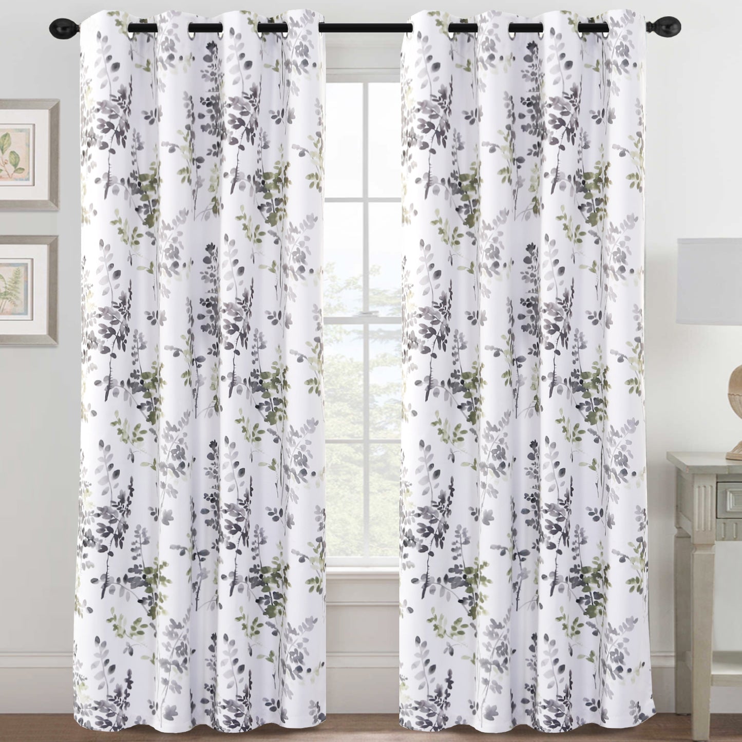 100% Blackout Printed Floral Curtains
