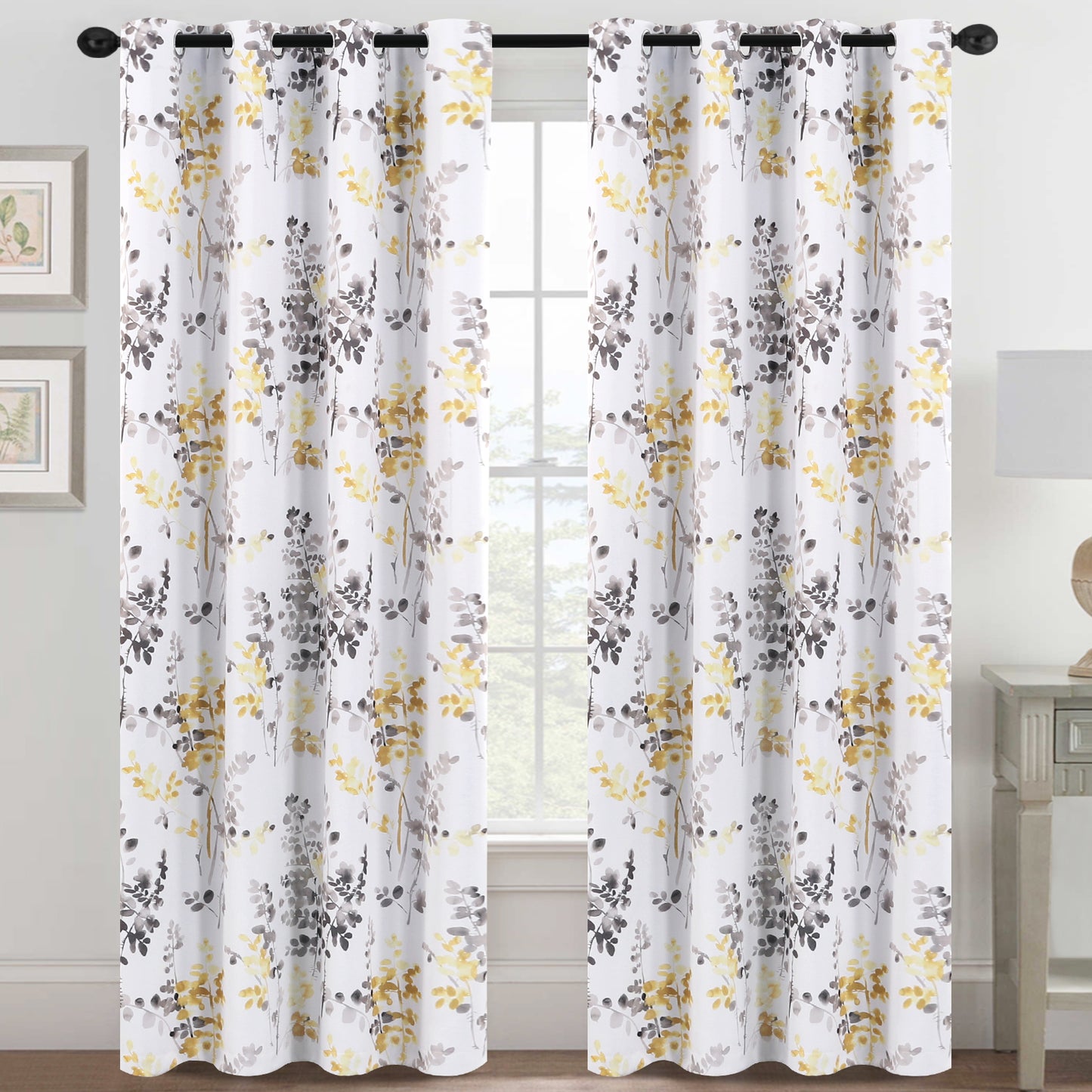 100% Blackout Printed Floral Curtains