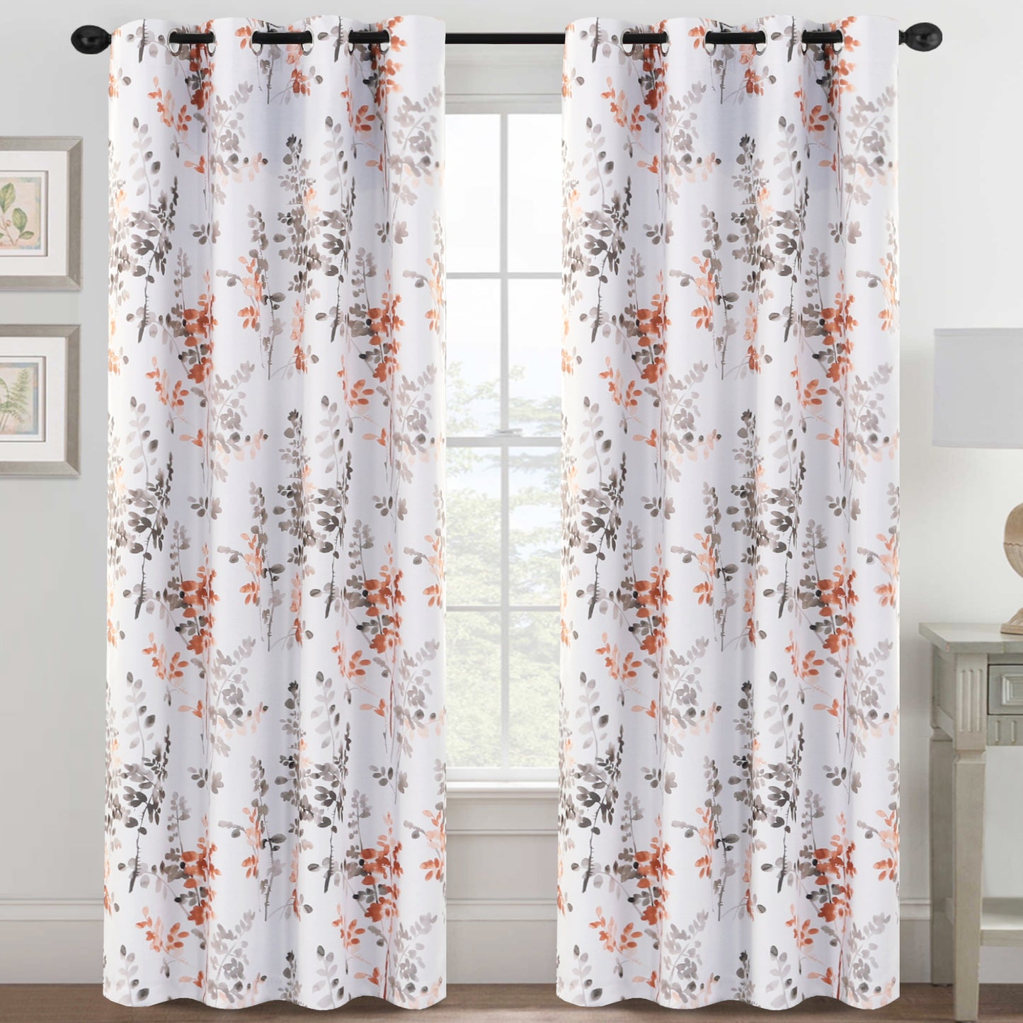 100% Blackout Printed Floral Curtains
