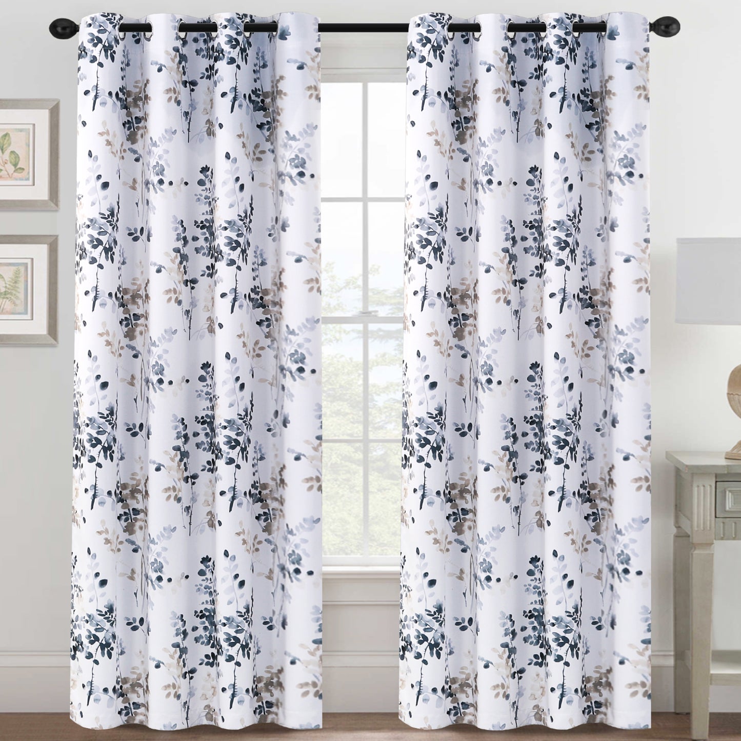 100% Blackout Printed Floral Curtains