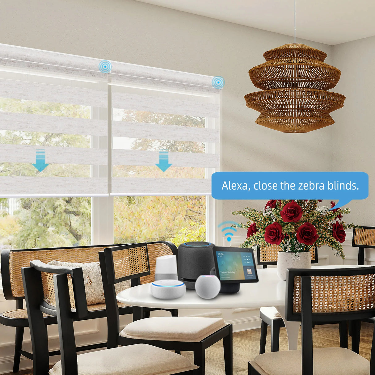 Motorized Zebra Shades 85% Blackout 95mm Ingrid