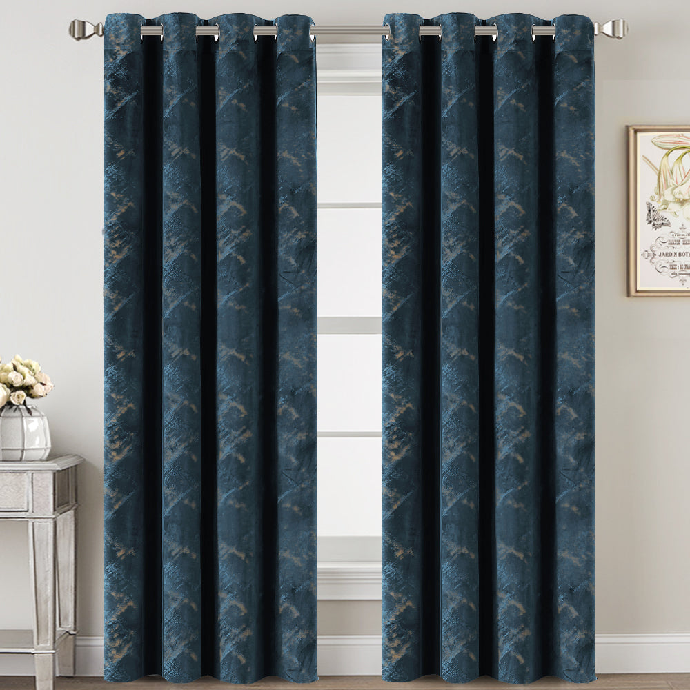 Foil Print Soft Luxury Velvet Curtain