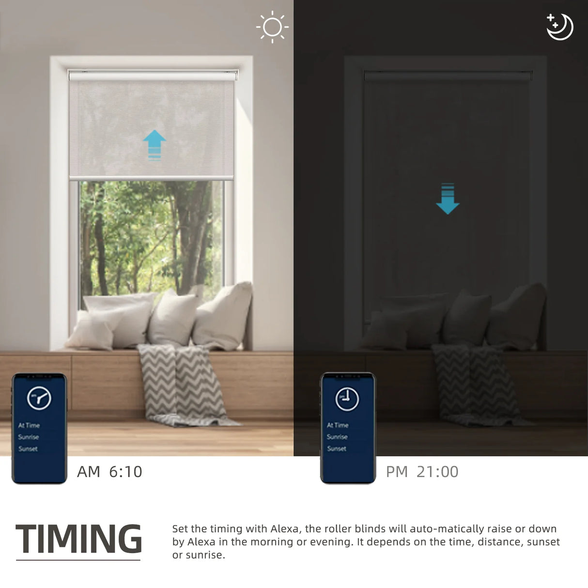 Motorized Light Filtering Roller Shades 70% Blackout Safari