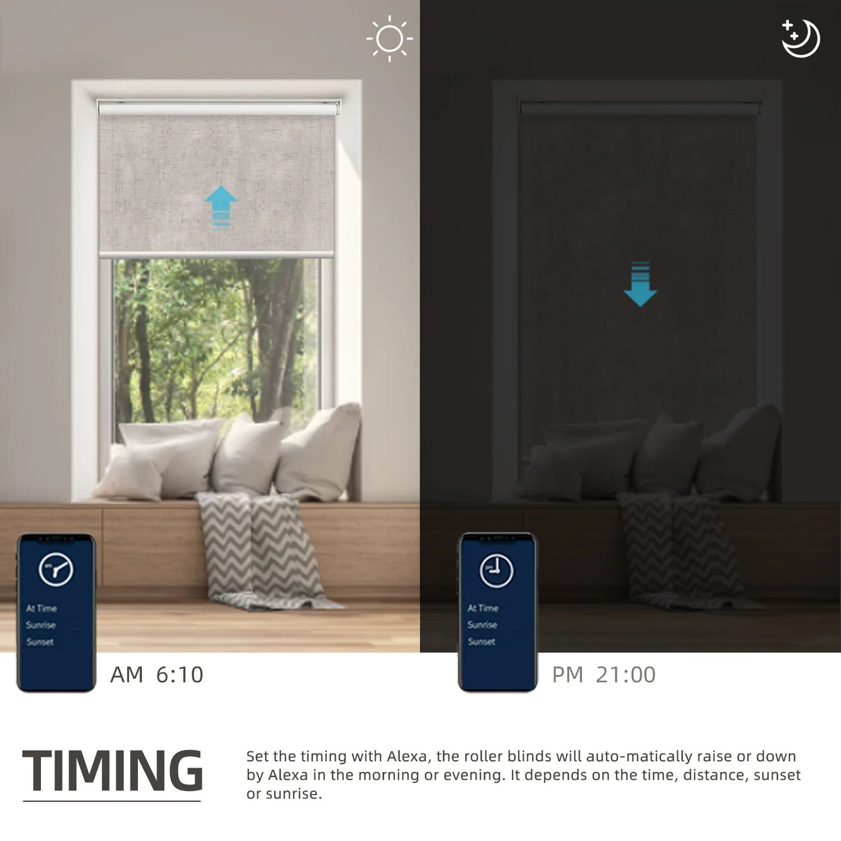 Motorized Light Filtering Roller Shades 70% Blackout Linen