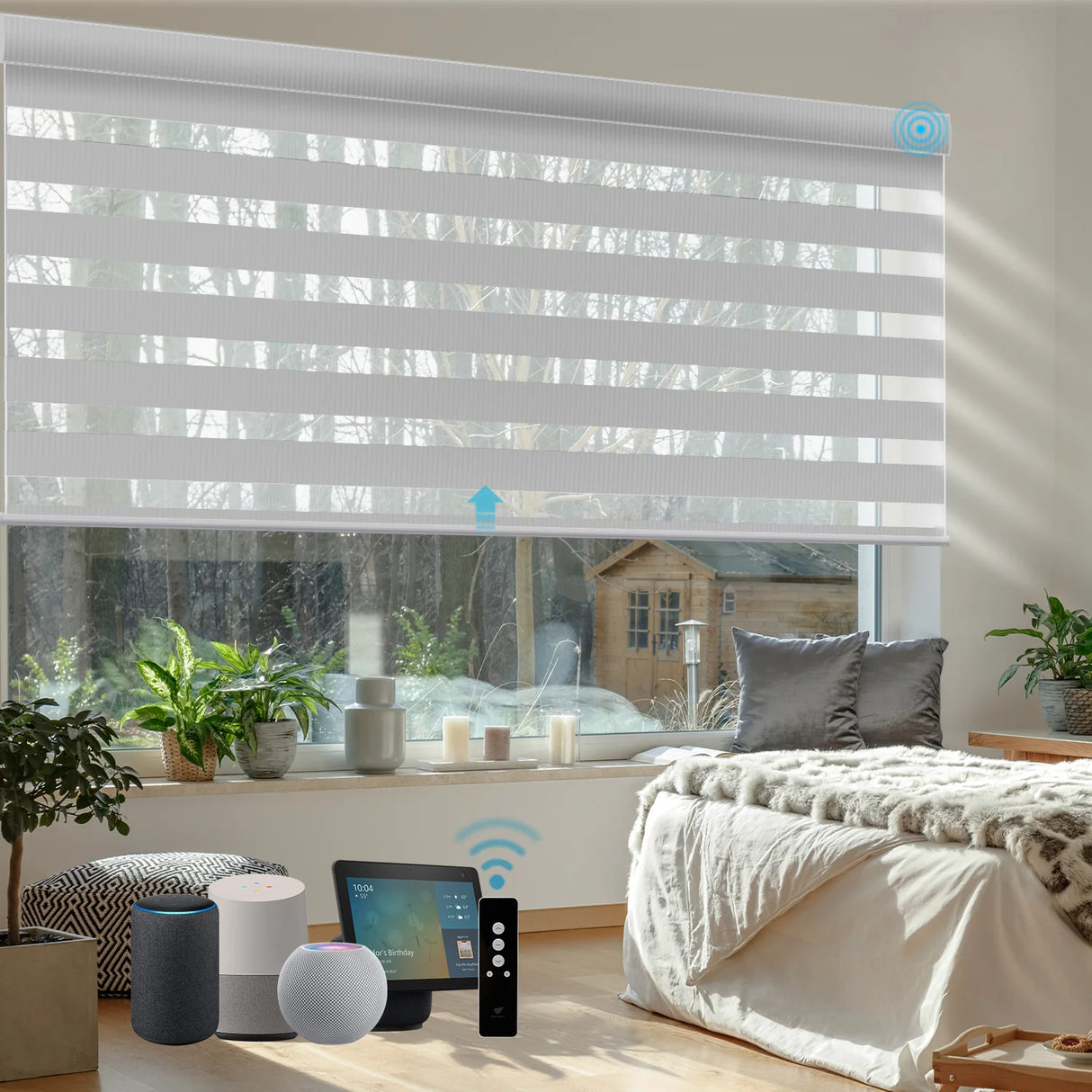 Motorized Zebra Shades 100% Blackout 95mm Chloris