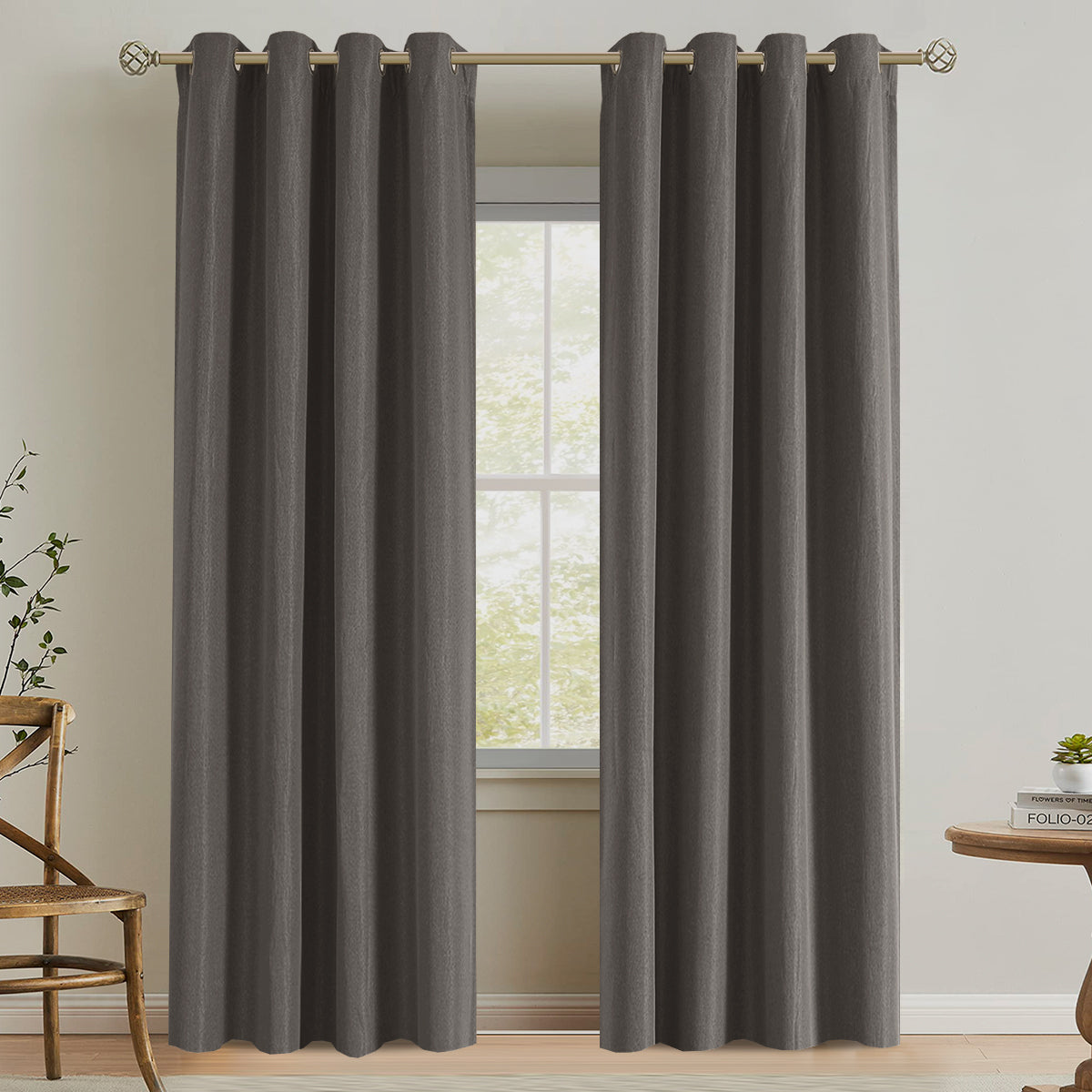 Blackout Rough Textured Faux Linen Curtains