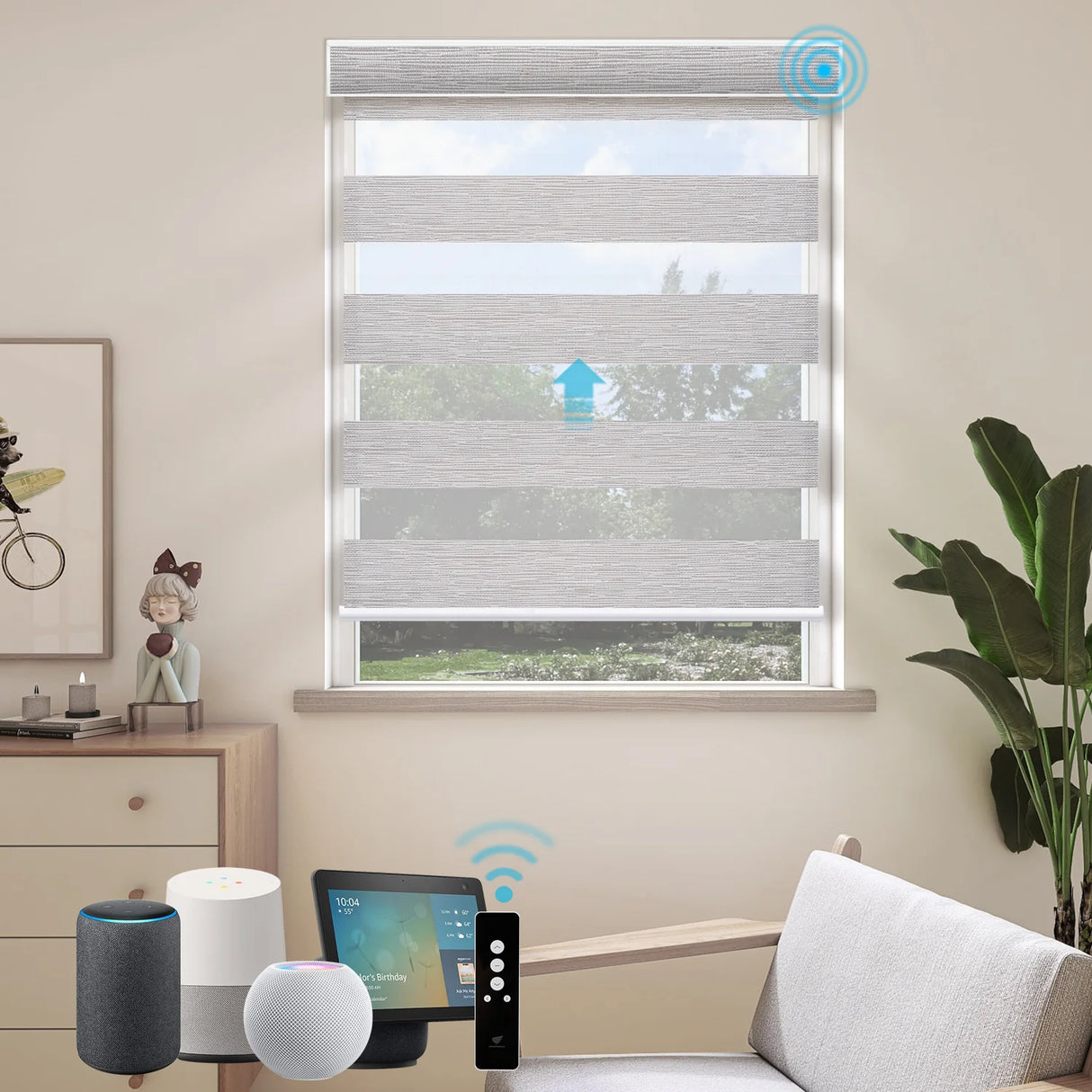 Motorized Zebra Shades 60% Blackout Translucent 75mm Eloise