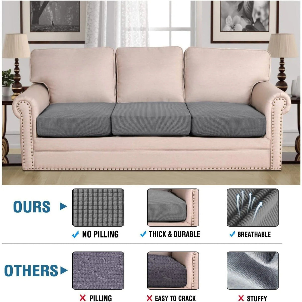 Super Stretch Individual Seat Couch Slipcover