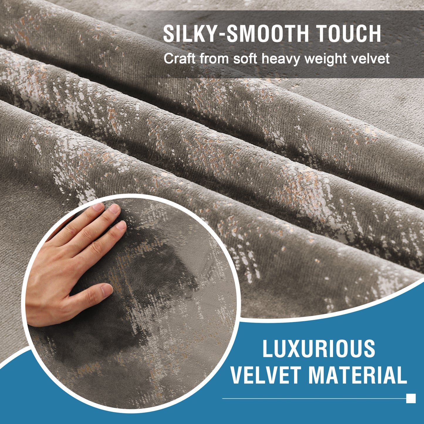 Foil Print Soft Luxury Velvet Curtain