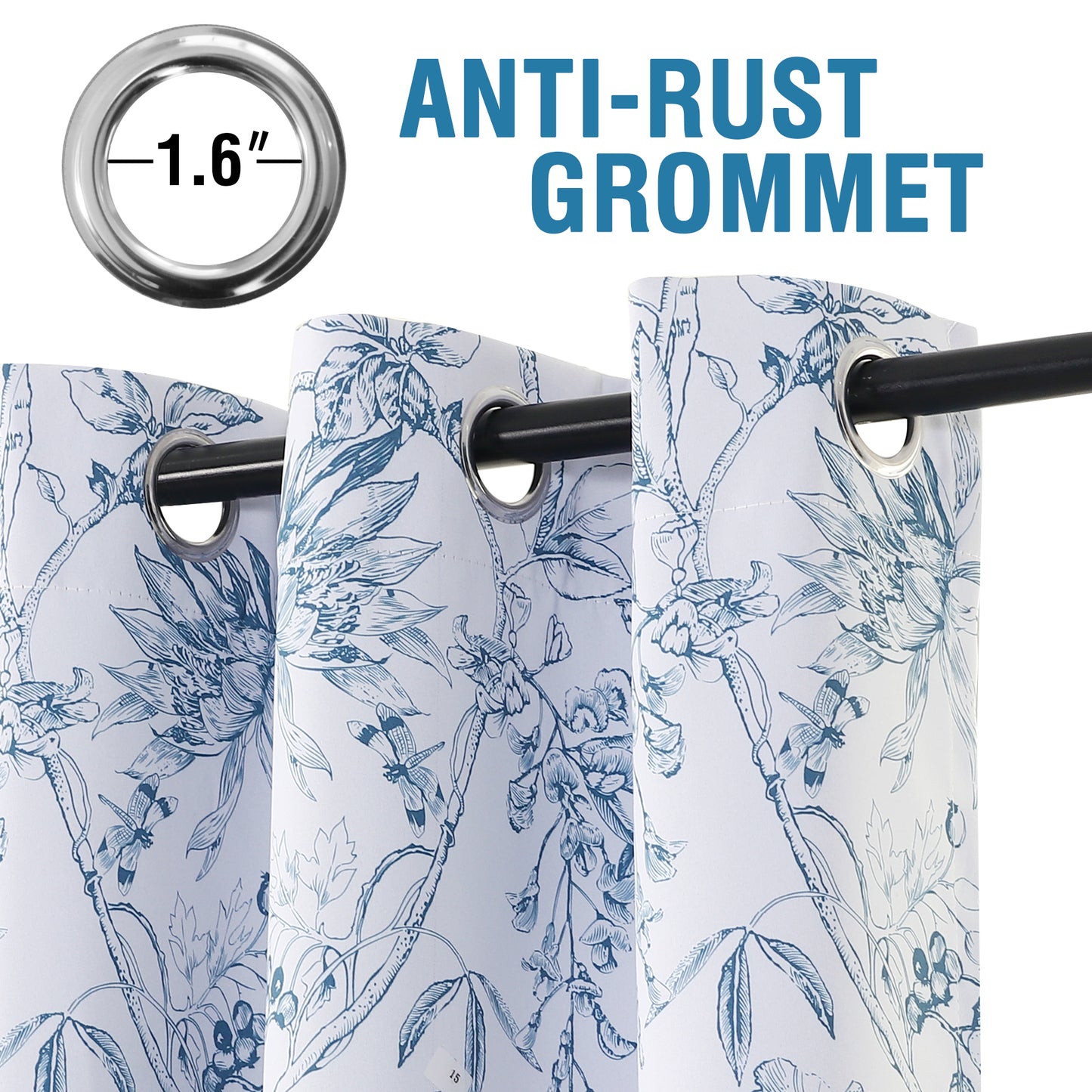100% Blackout Printed Floral Curtains
