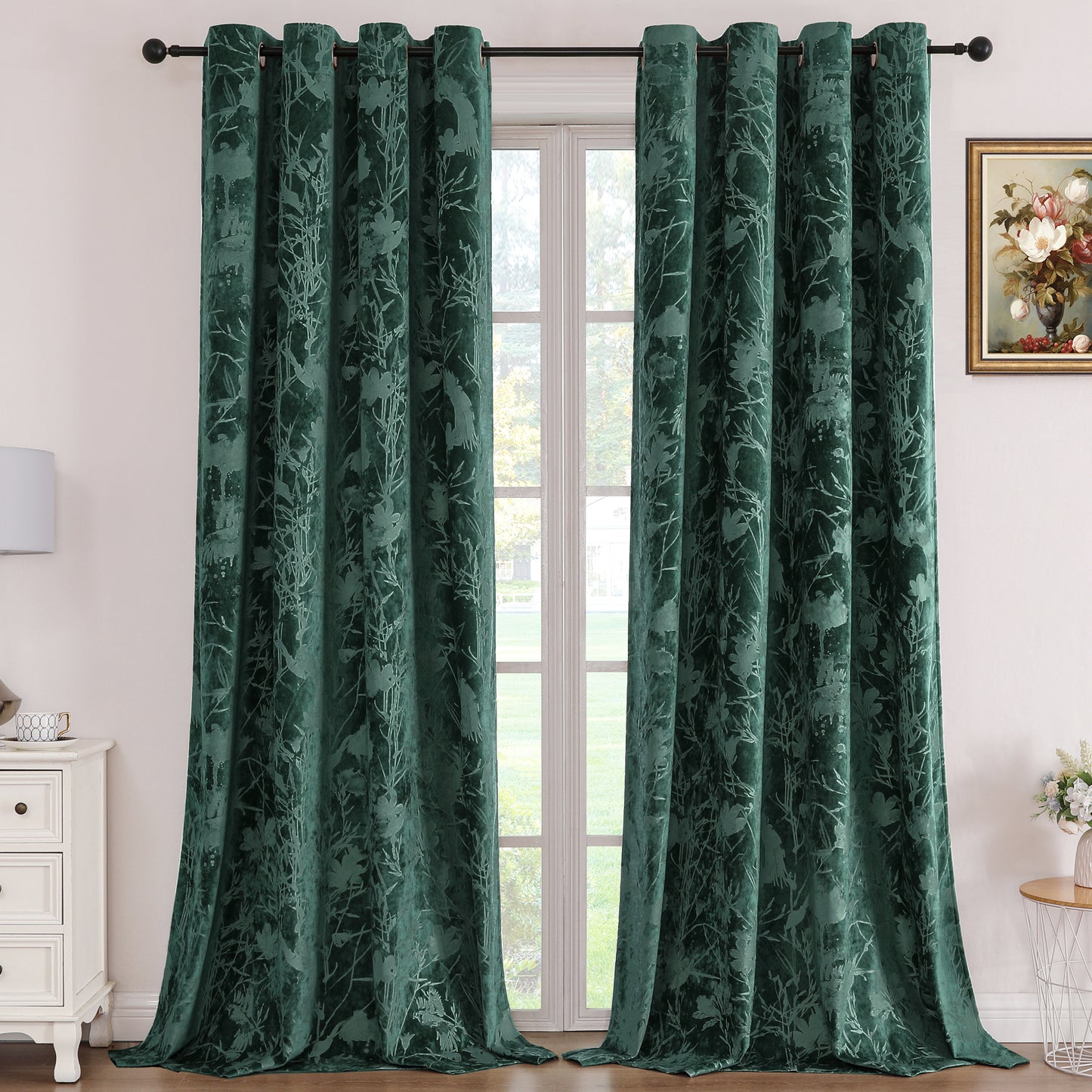 Printed Lotus Seedpod Velvet Curtains