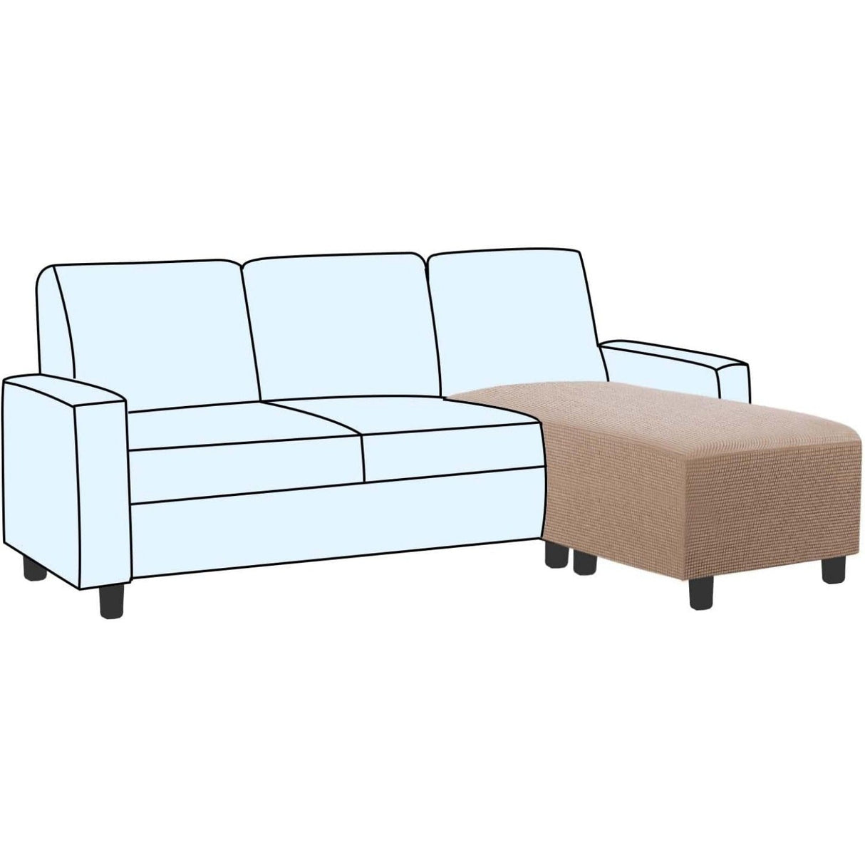 Ottoman Cover Slipcover Rectangle Fit Length Footrest Sofa Slipcovers Stool Cover
