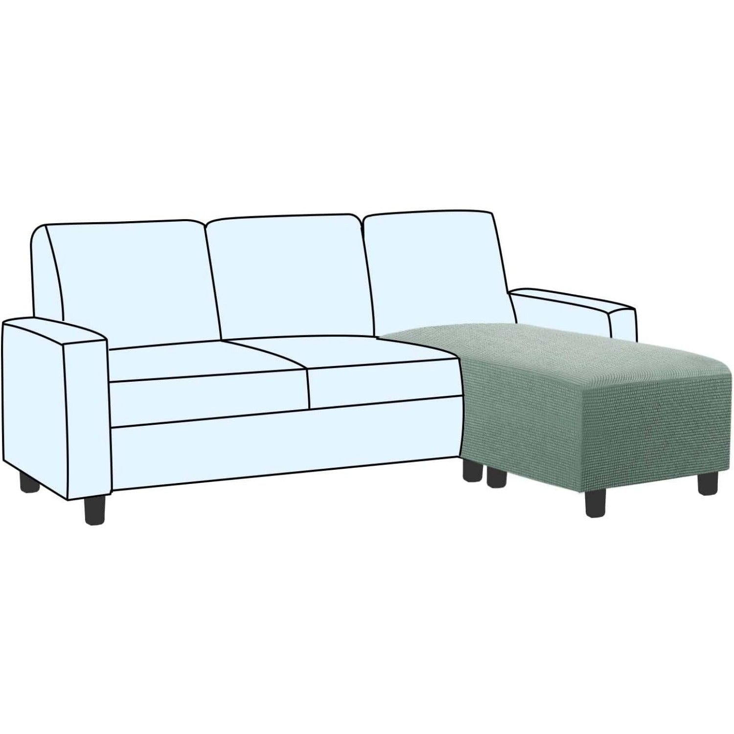 Ottoman Cover Slipcover Rectangle Fit Length Footrest Sofa Slipcovers Stool Cover
