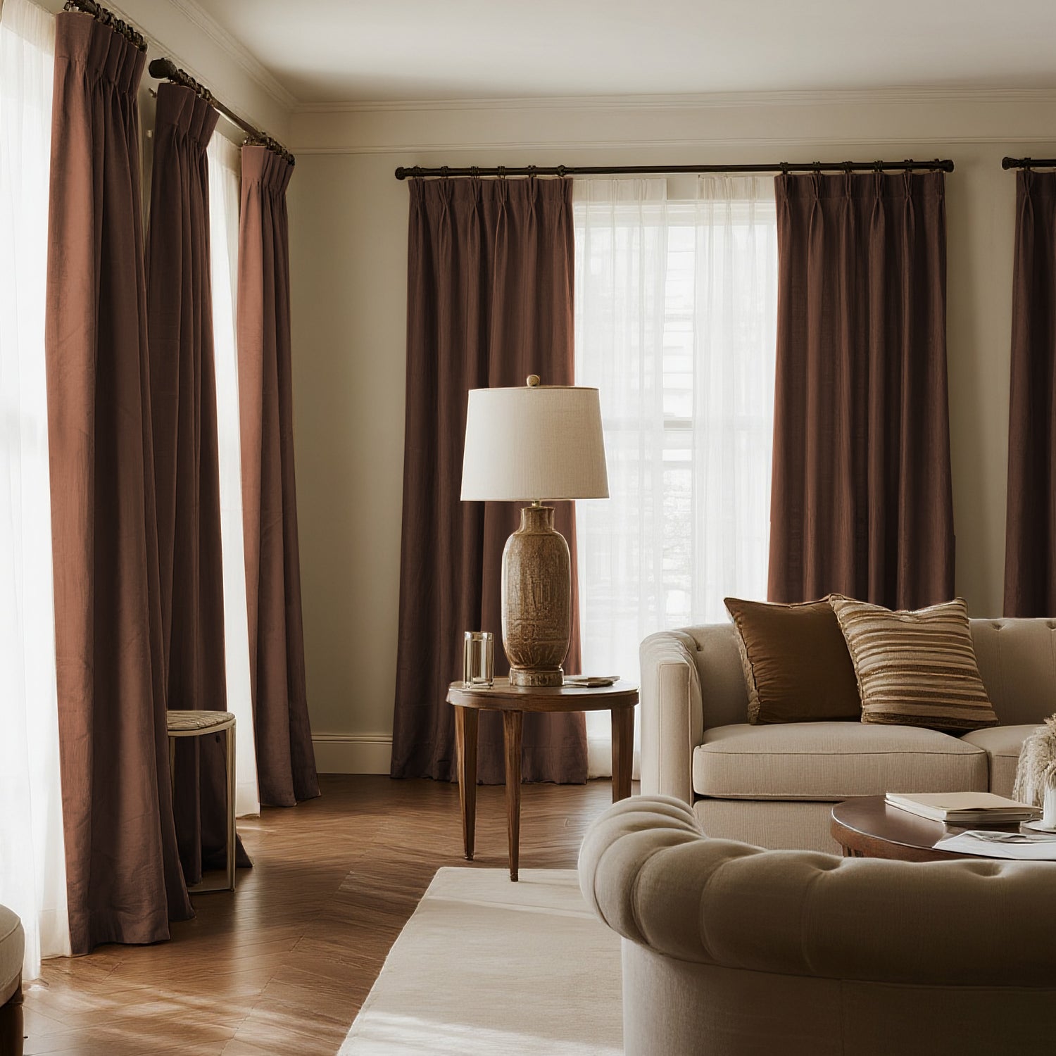 Sarella Diagonal Weave Blackout curtain Pleated