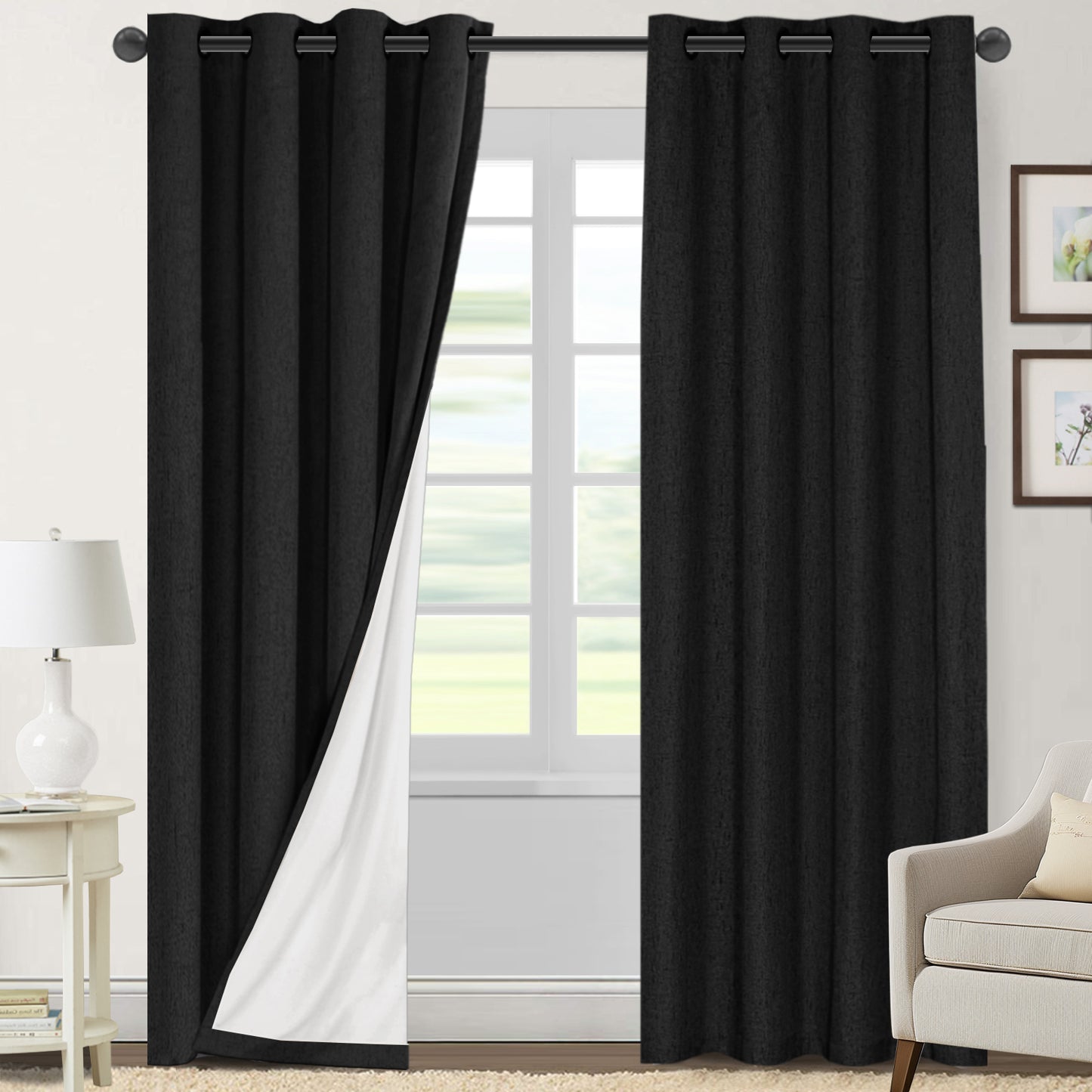 100% Blackout Faux Linen Curtains