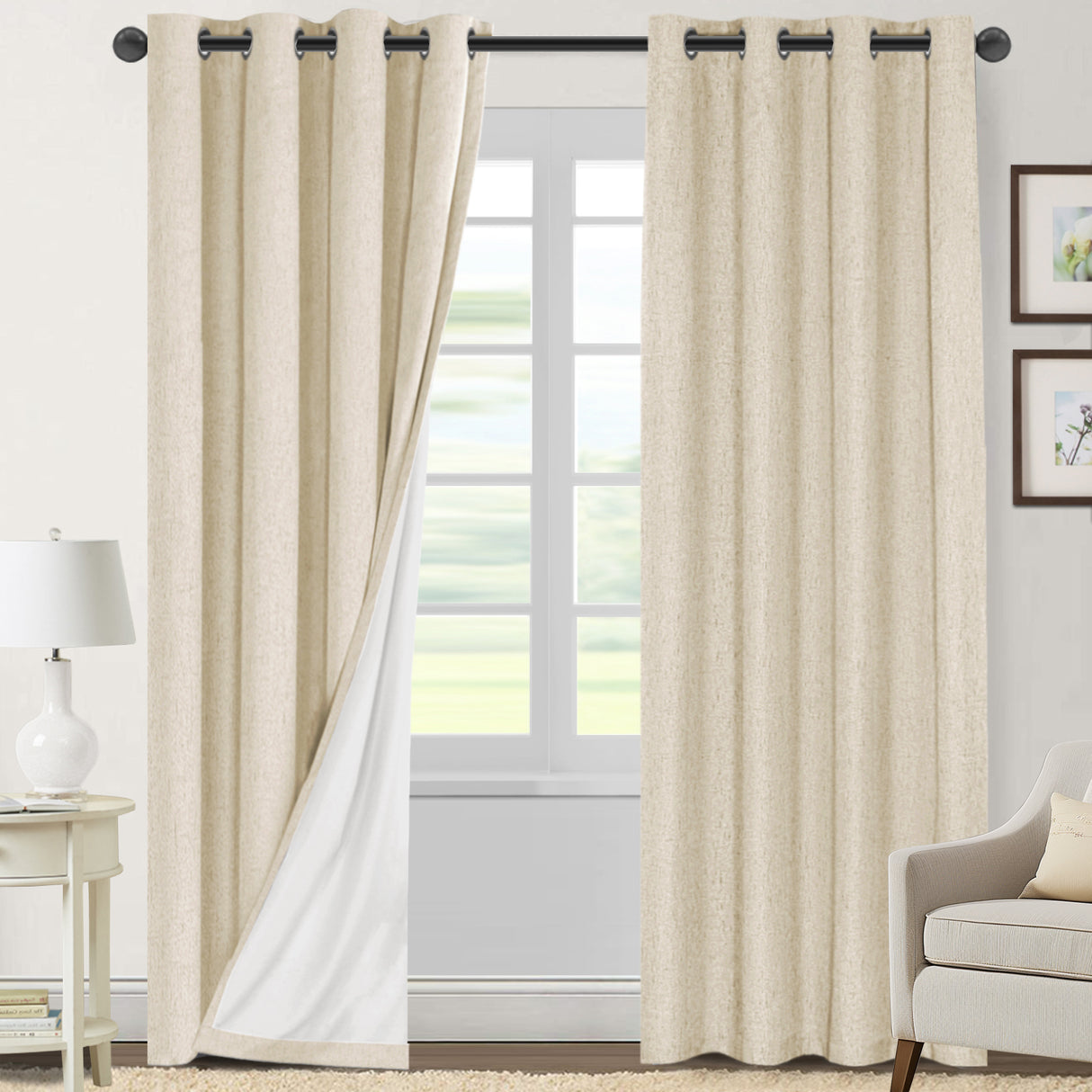 Tessalyn 100% Blackout Faux Linen Curtains