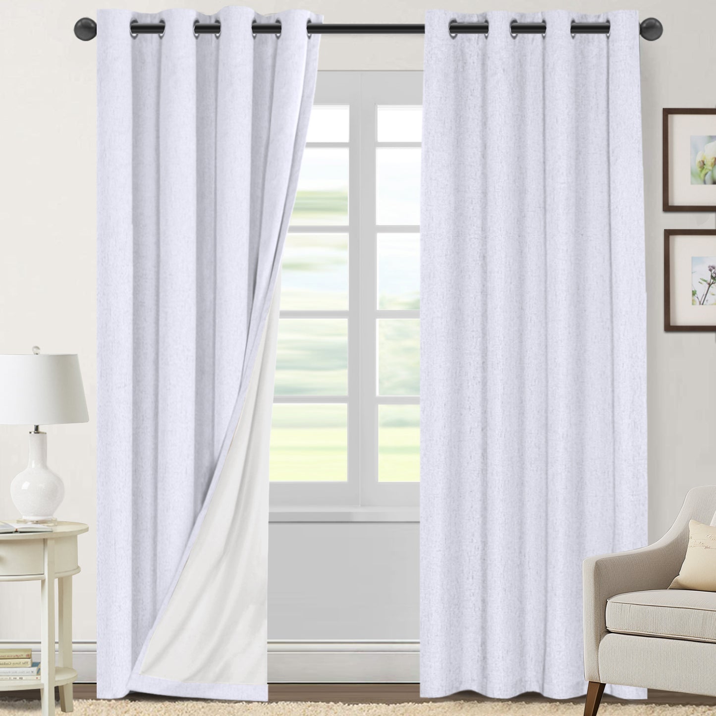 100% Blackout Faux Linen Curtains