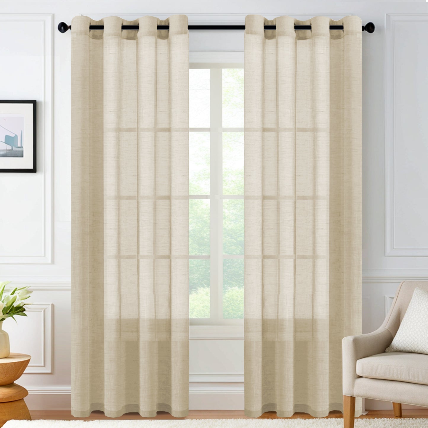 Faux Linen Sheer curtain