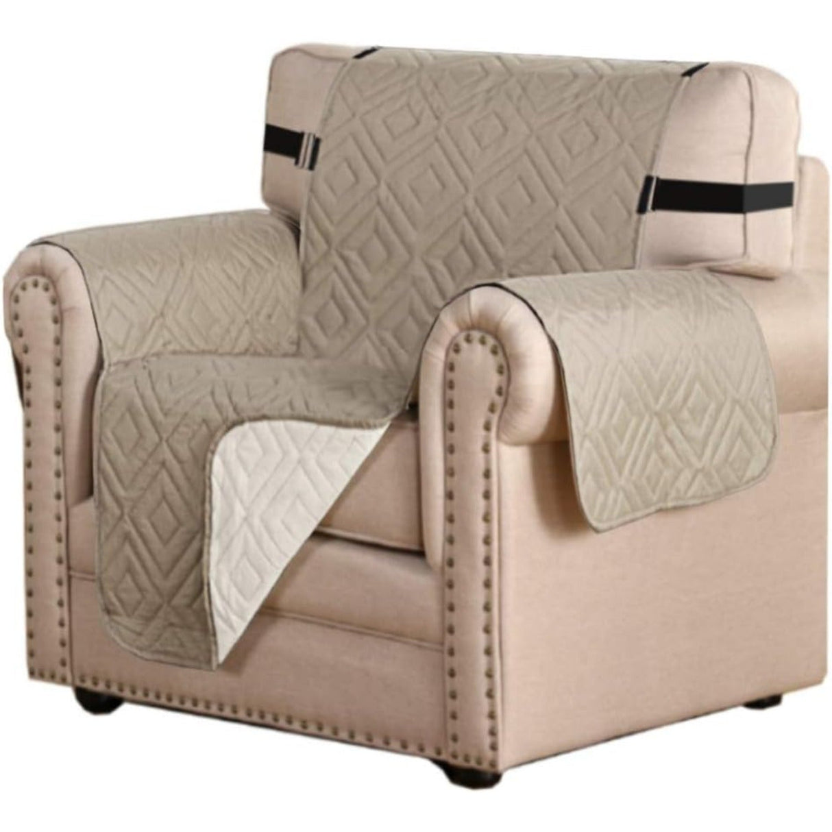 Reversible Furniture Protector Anti-Slip Water Resistant 2" Elastic Straps Couch Covers