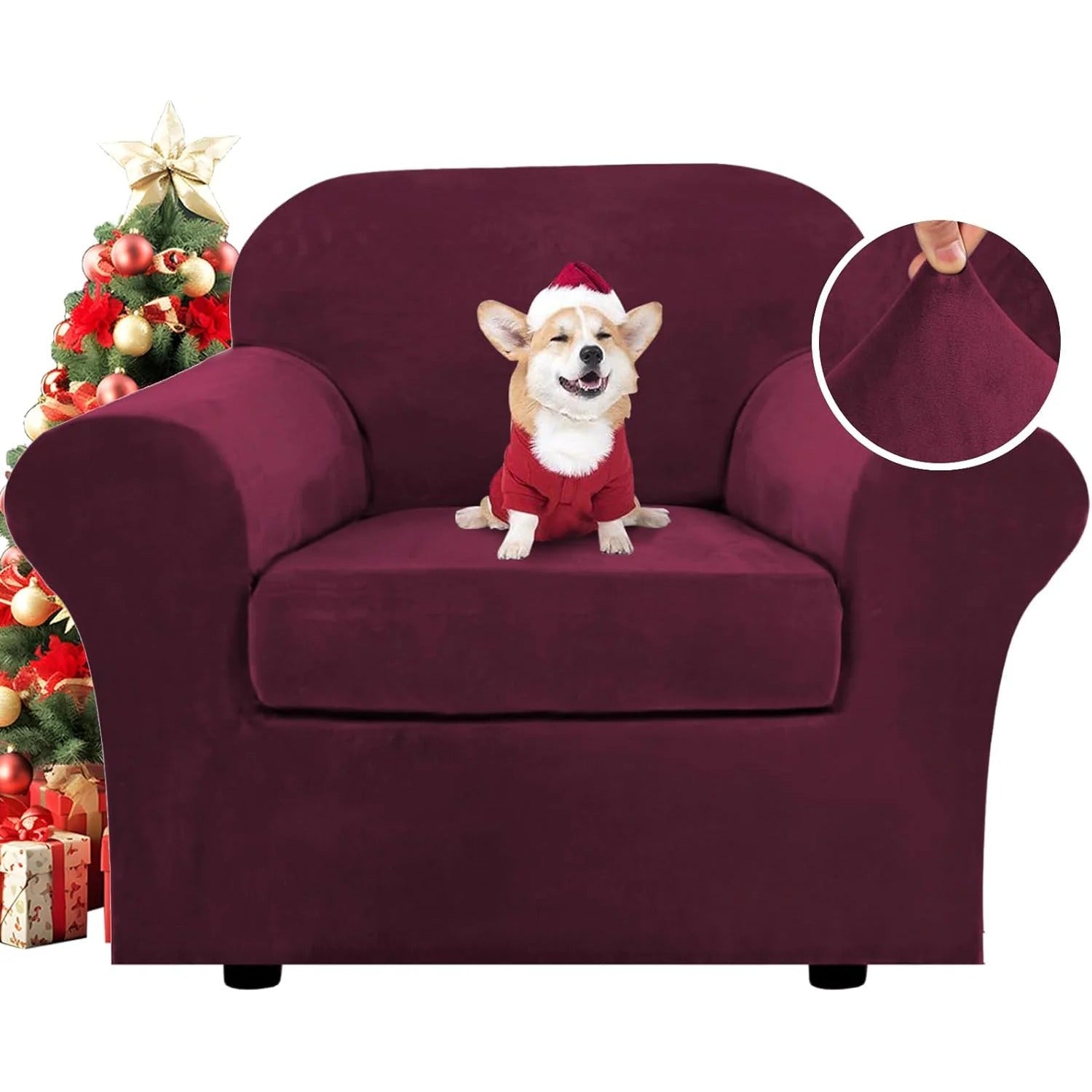 Modern Velvet Plush High Stretch Sofa Slipcover